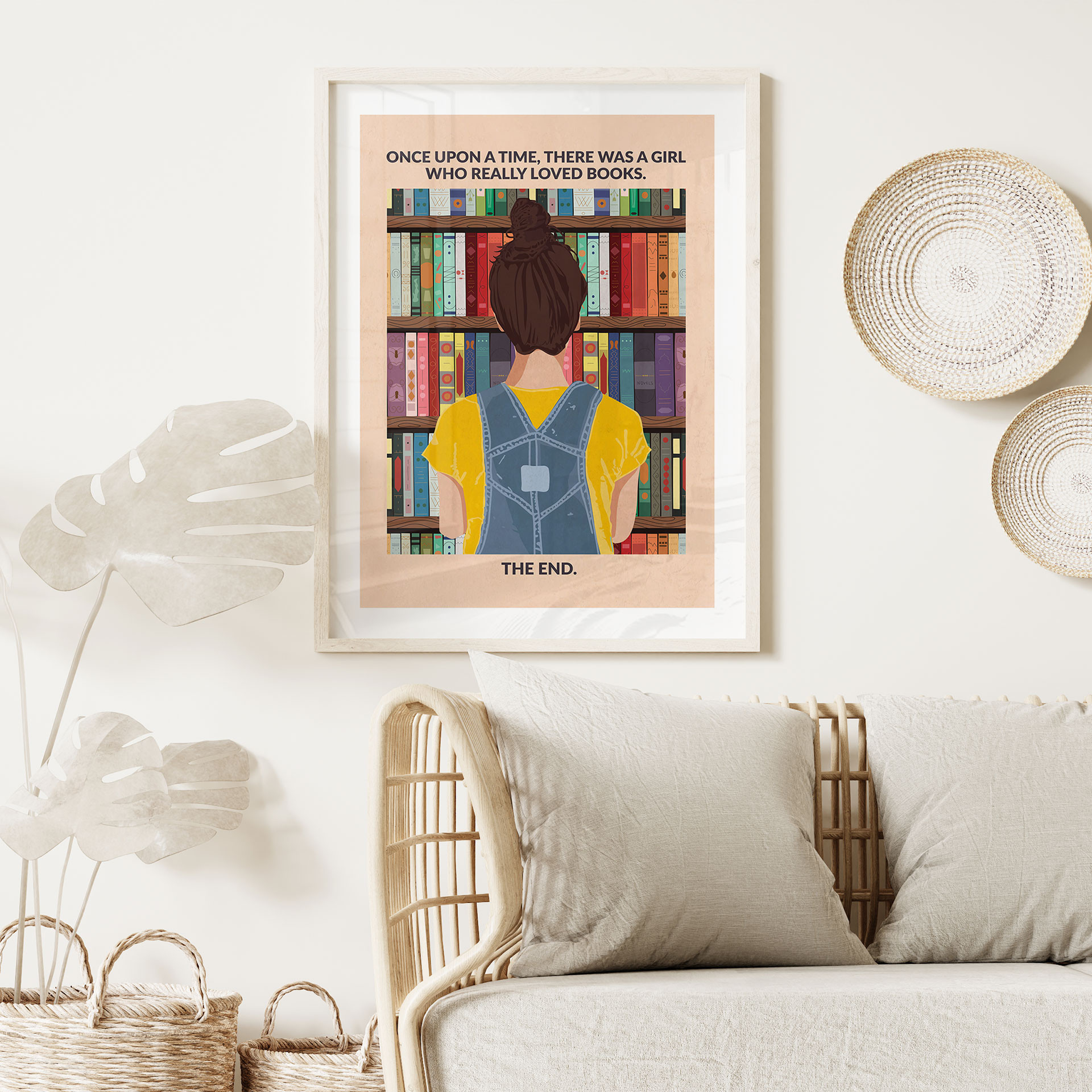 Poster Bücherliebe - Mädchen am Regal - WallChart Art Studio