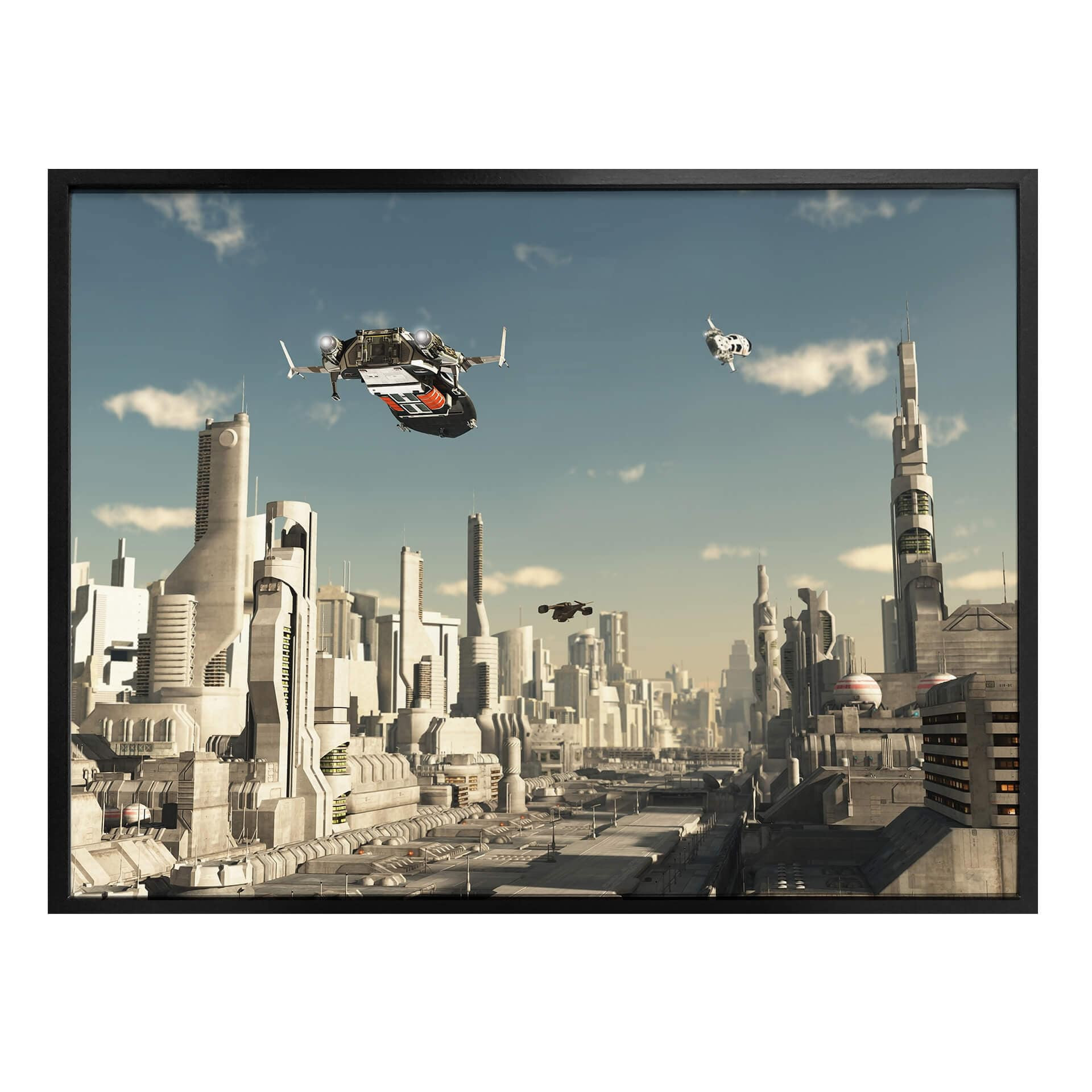 Plakat - 3D Landing Approach Sci-Fi City
