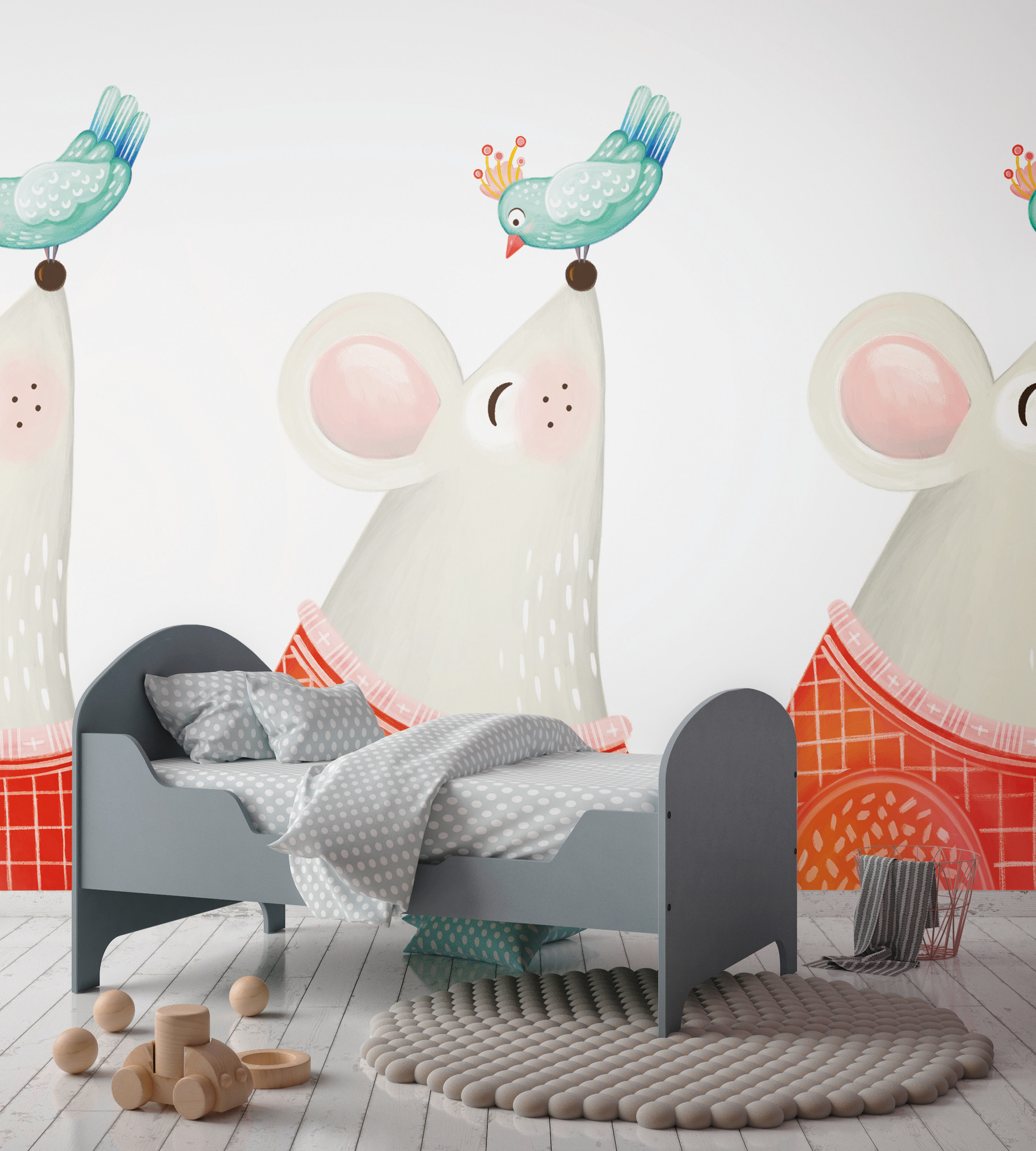 kinderkamer behang kleurrijk wit - vliesbehang voor kinderen Livingwalls - mat en glad