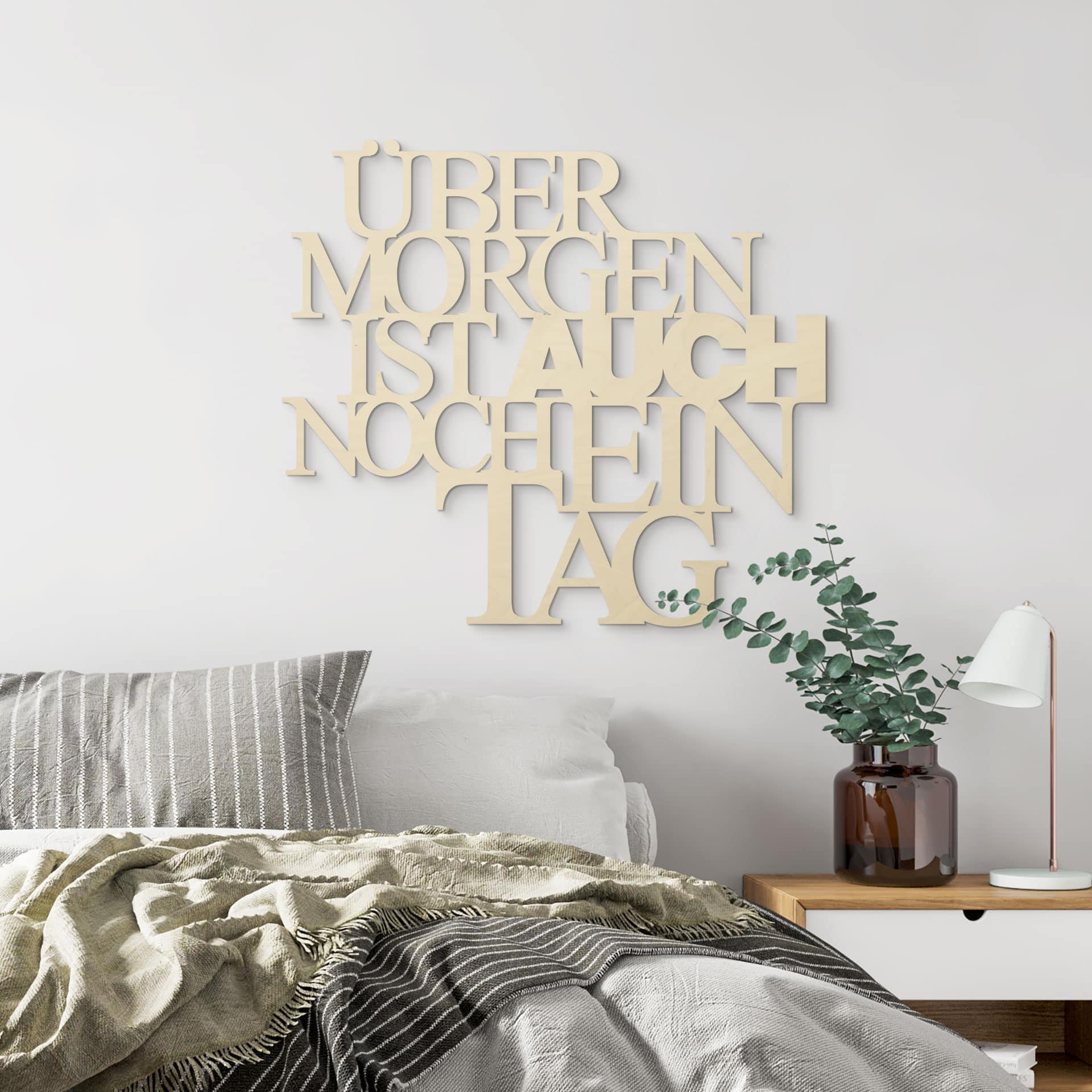 Holzbuchstaben Pappel - Übermorgen ist auch...
