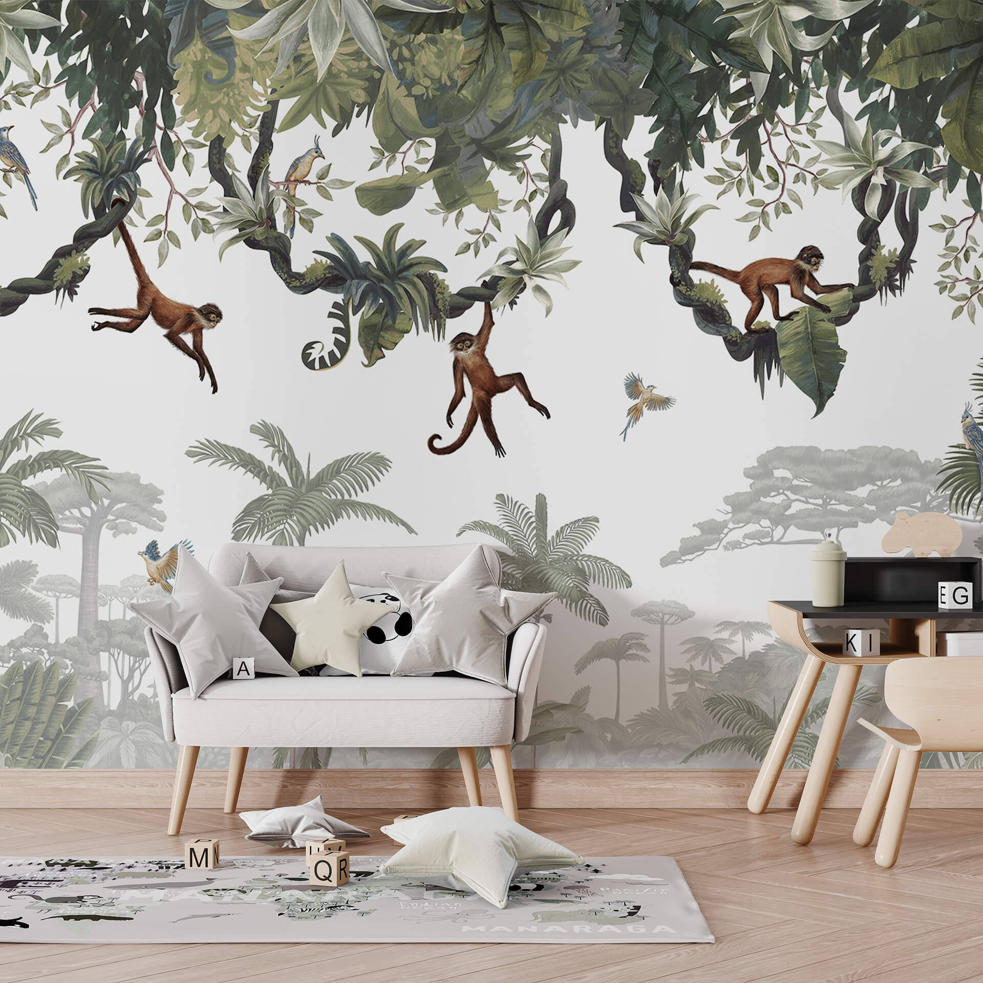 Fotobehang Kikki Belle - Happy Monkeys