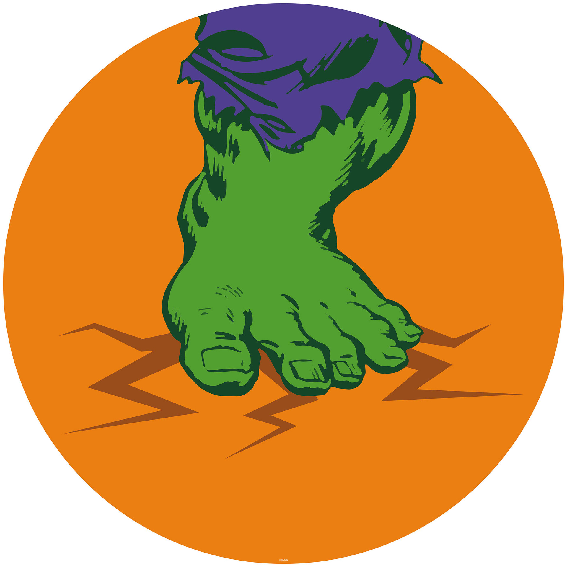Zelfklevend Vliesbehang - Avengers Hulk's Foot Pop Art - 125 x 125 cm
