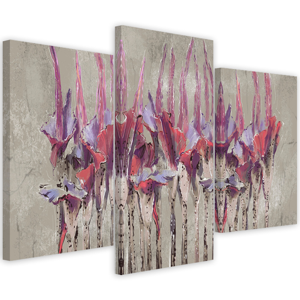 Lærred print 3 dele, planter blomster Simnitło