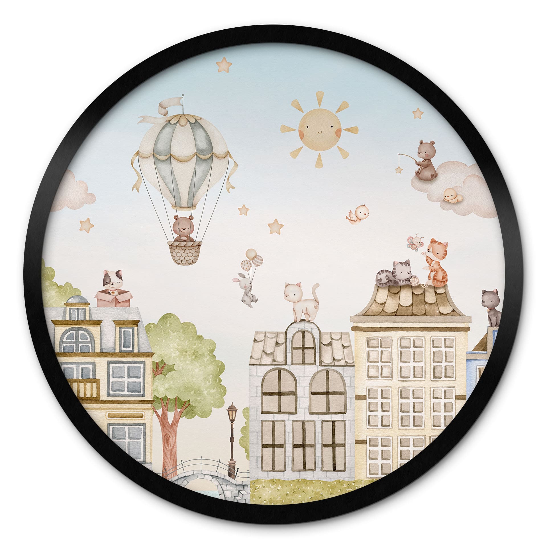 Poster Chats sur les Toits - Oliver Robins - Rond