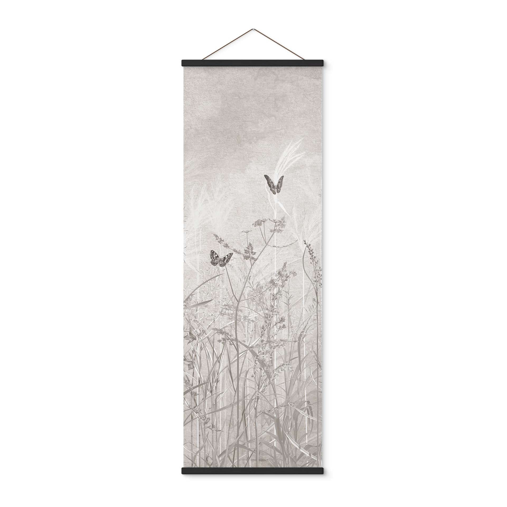 Stoffbild Wildblumenwiese mit Schmetterlingen im skandinavischen Design - Ms Tiff - Panorama