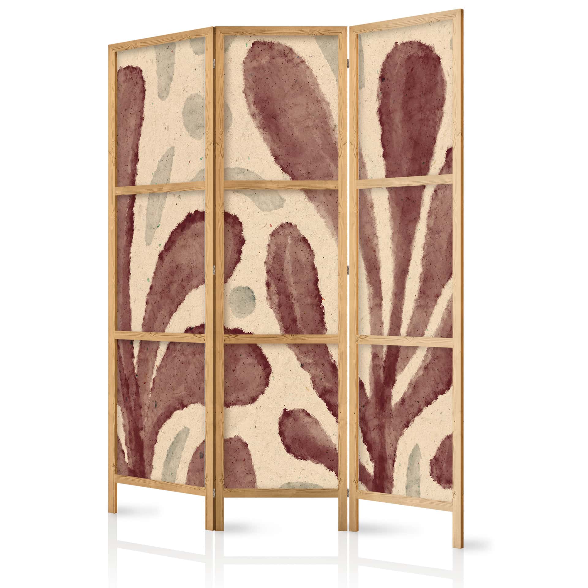 Japanischer Paravent, Raumteiler freistehend, Trennwand - Waving Leaves - Plant Shapes in Matisse St