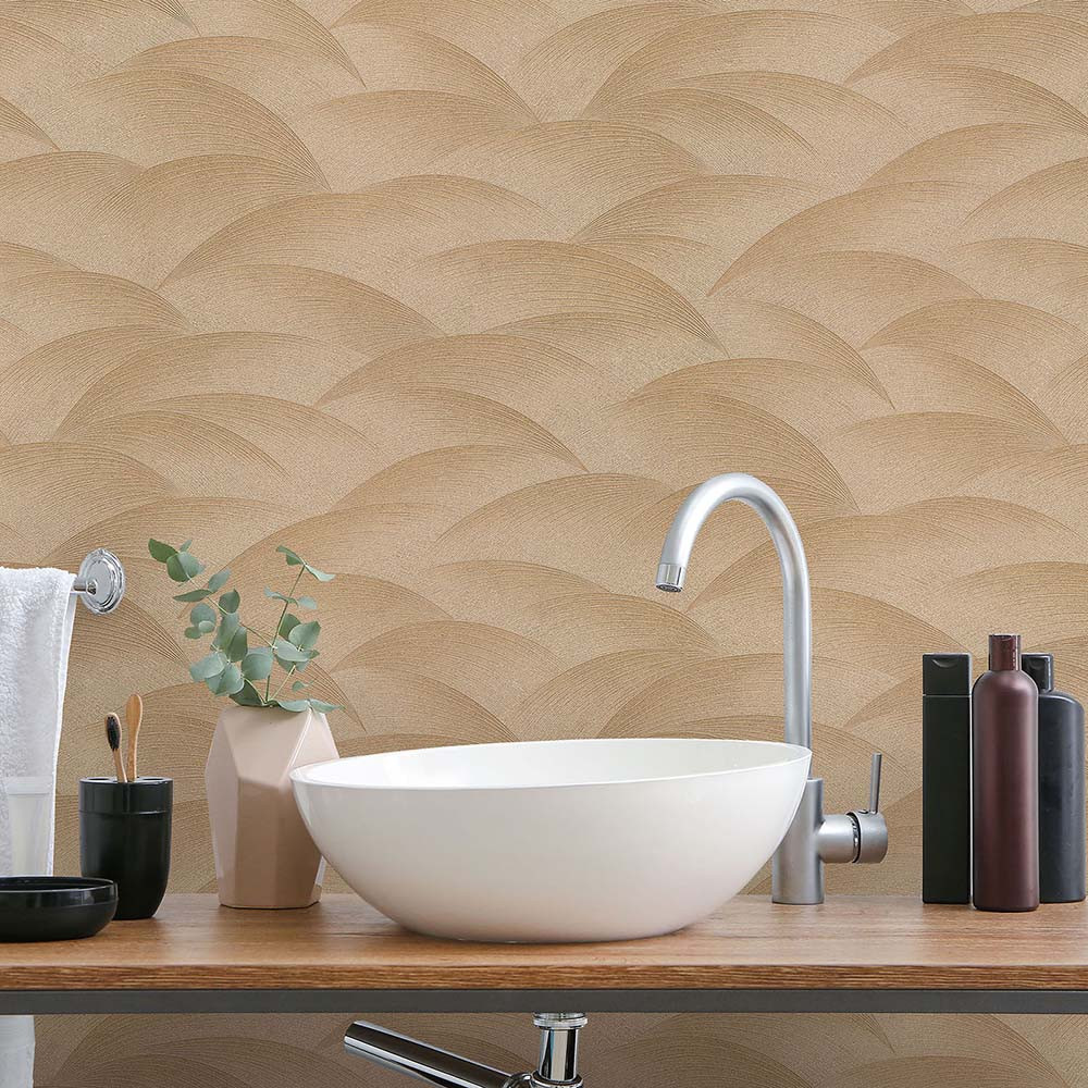 Wave behang, patroon behang Fashion for Walls 4 by Guido Maria Kretschmer goud