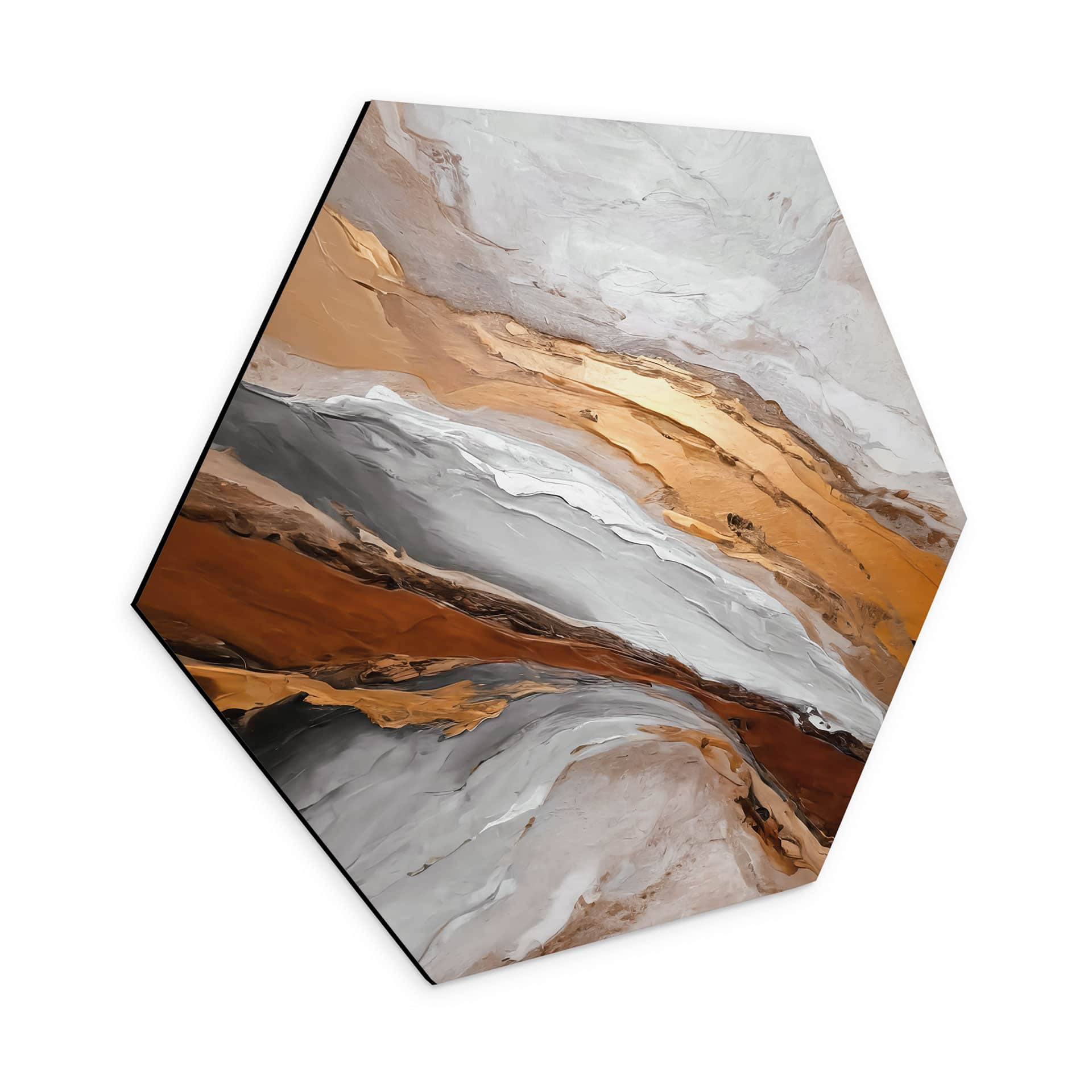 Hexagon Dibond Himmel og jord i flydende farver - Alpenglow Workshop
