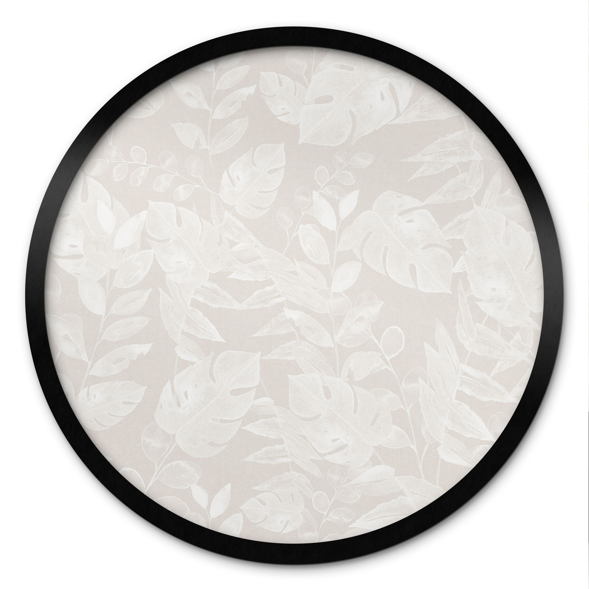 Poster Feuilles tropicales Beige - Bloomery Decor - Rond