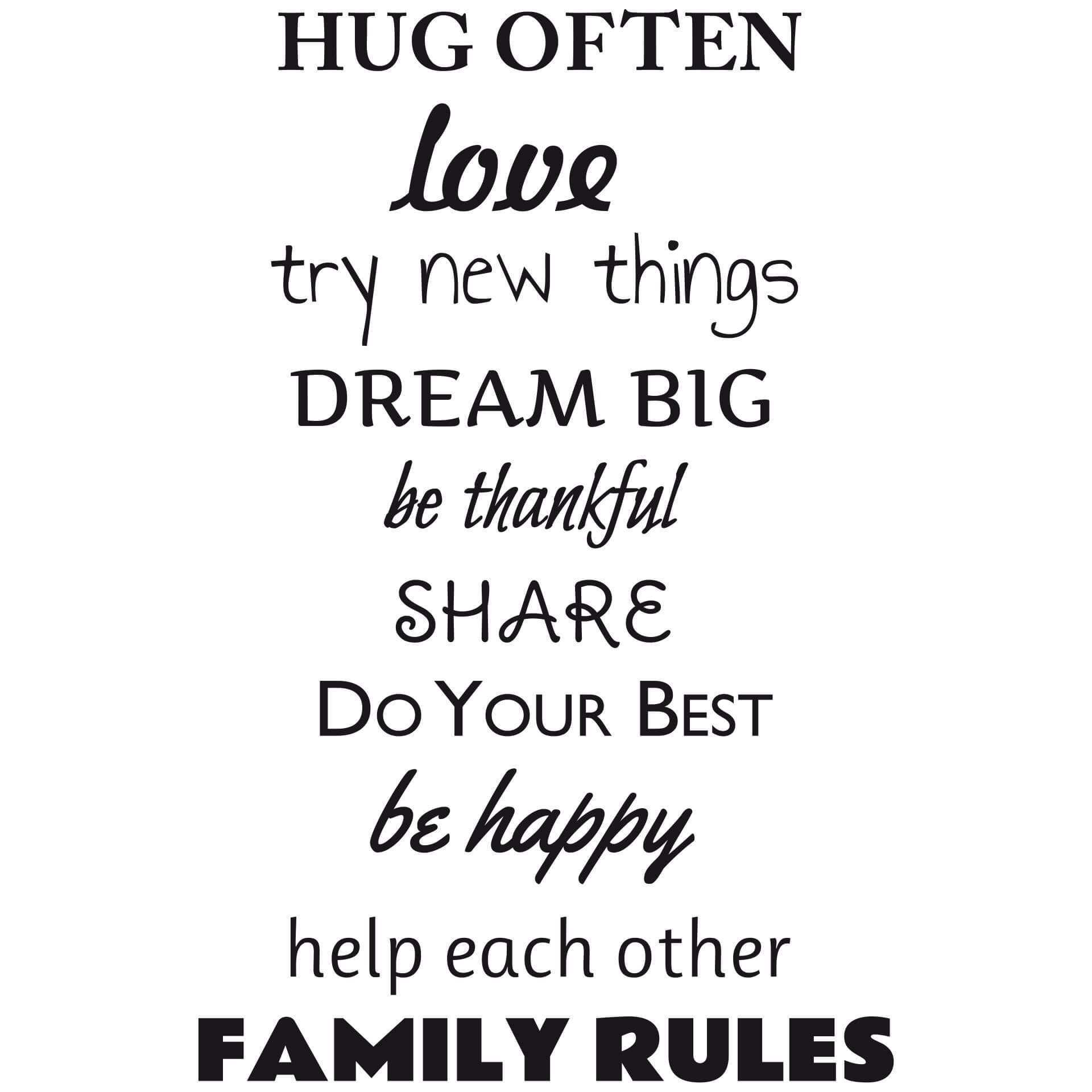 Adesivo murale per le scale - Family rules