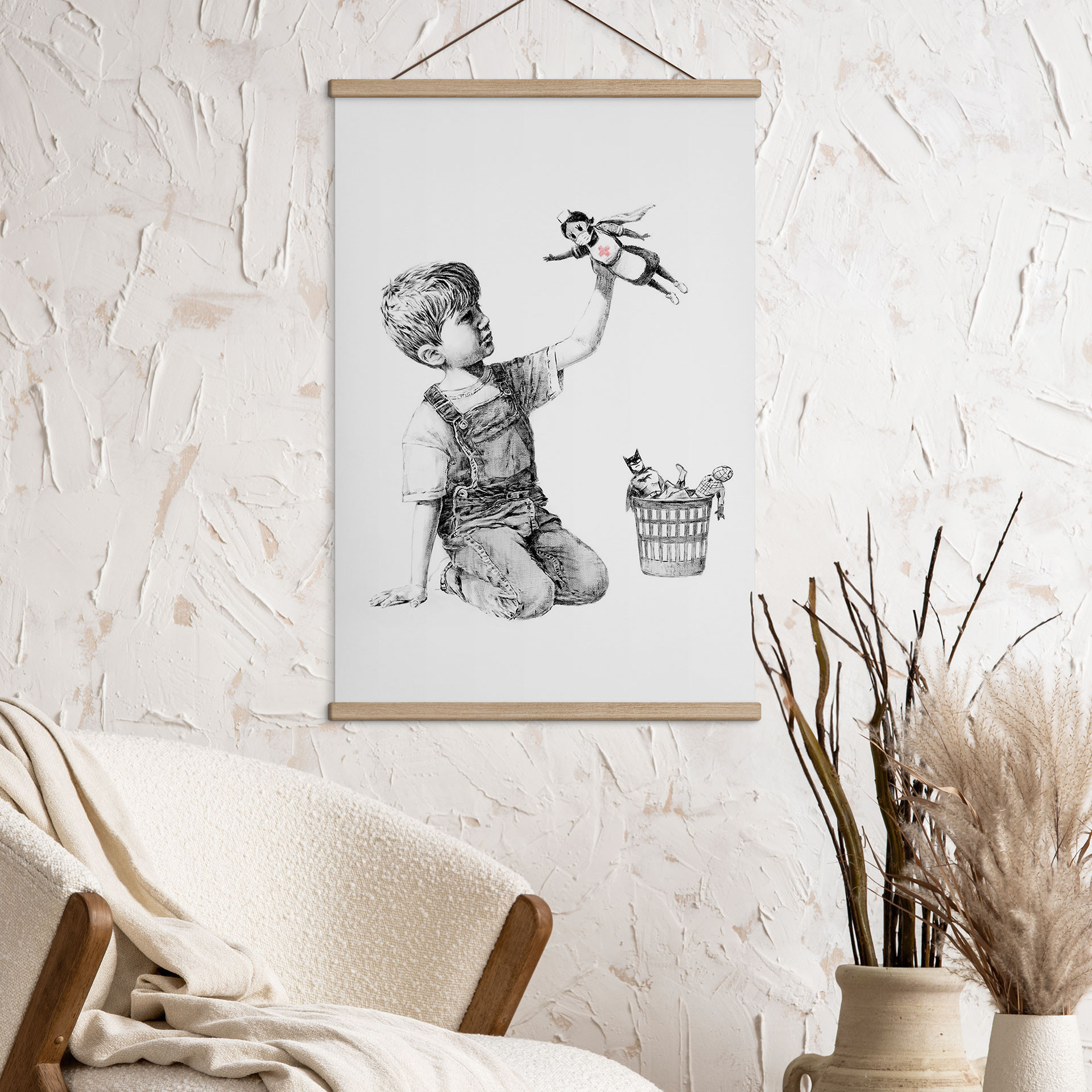 Obraz z tkaniny Real Hero - Banksy