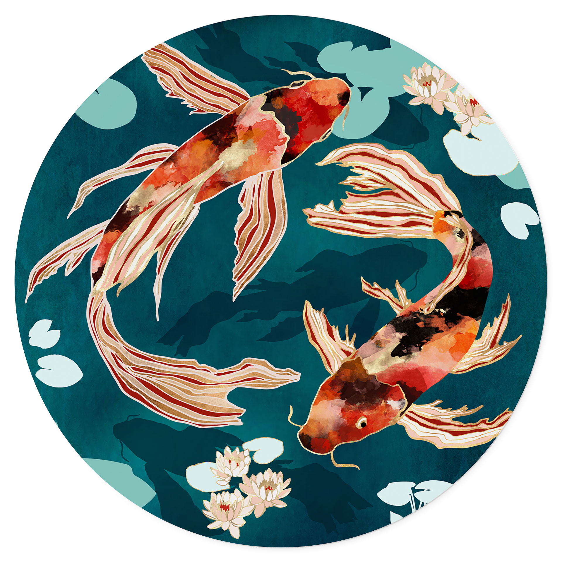Wandtattoo Zwei Kois im Teich - SpaceFrog Designs - Rund