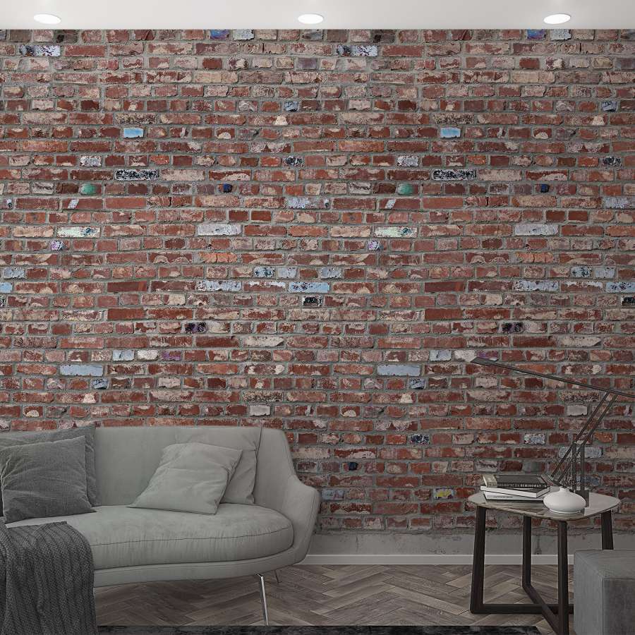 Fotobehang met steen als used look rood,Steen effect 2,70 x 1,59 m