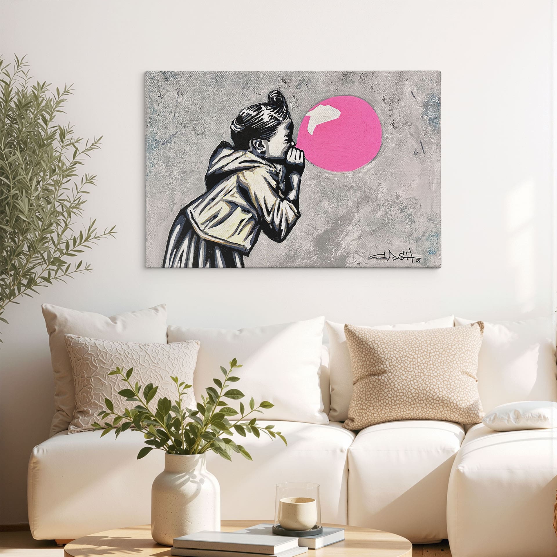 Leinwandbild Pink Bubblegum Streetart - Habib - 30x20 cm