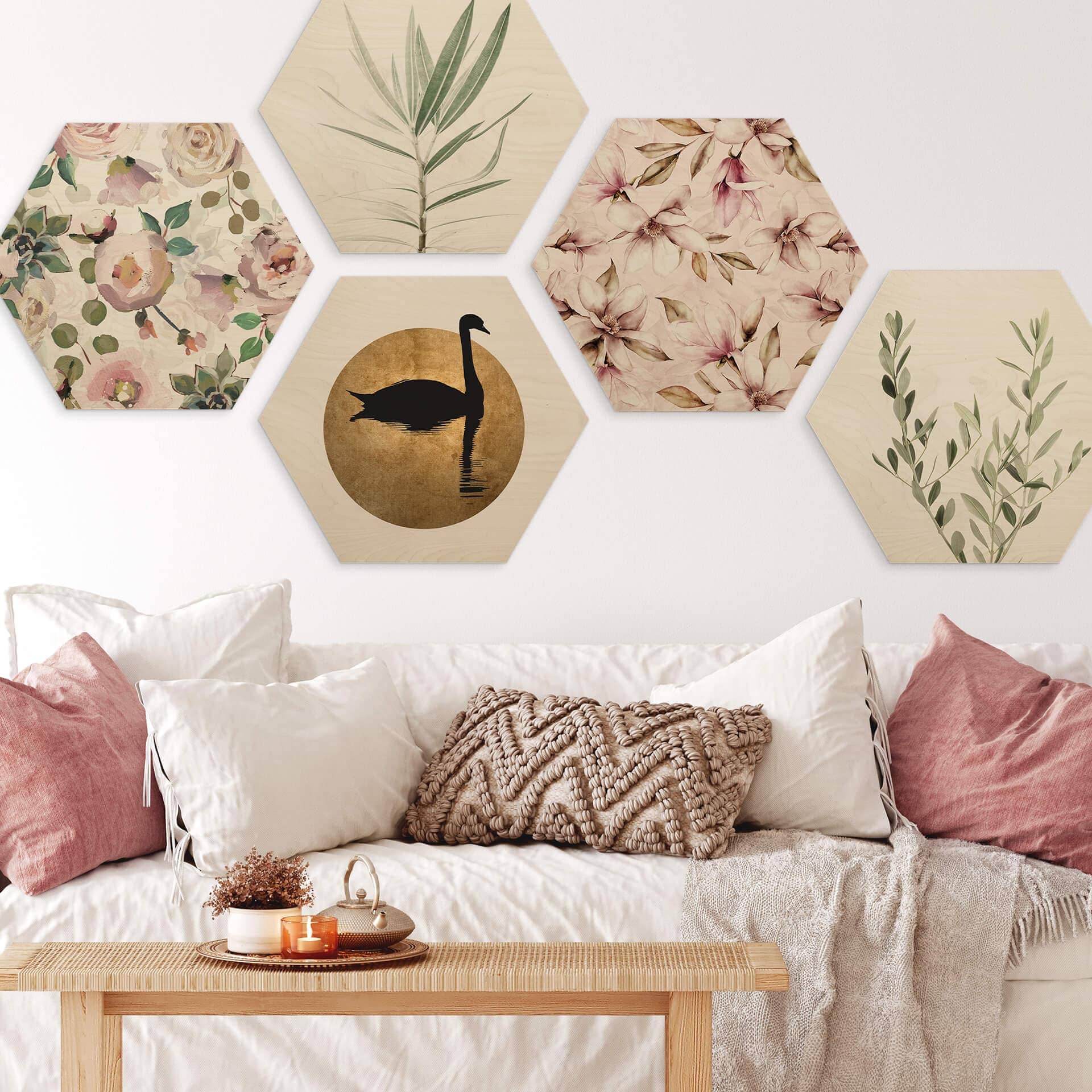 Esagono in legno UN Designs - Soft Magnolia