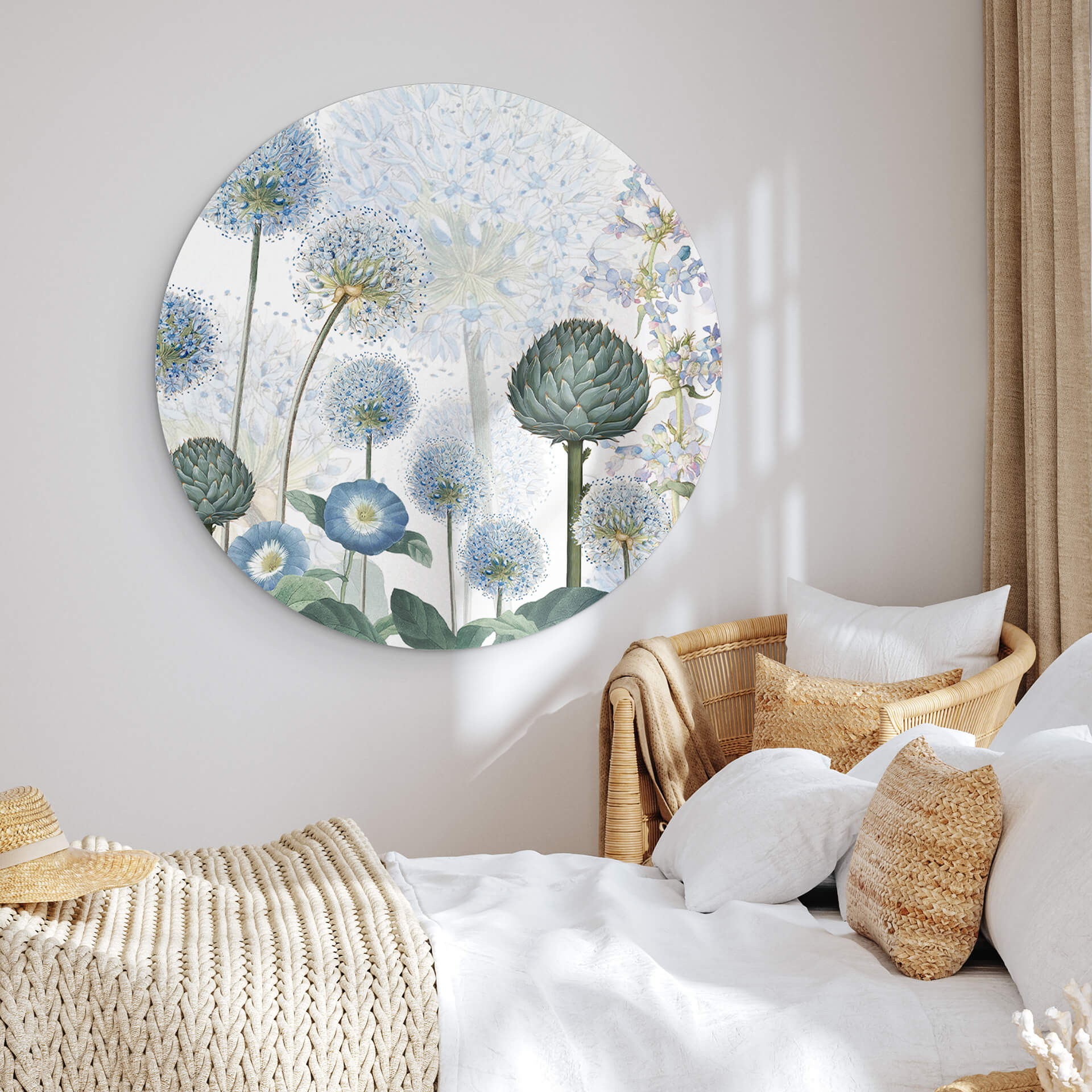 Tableau sur alu-Dibond rond Sir Edward - Pré sauvage bleu