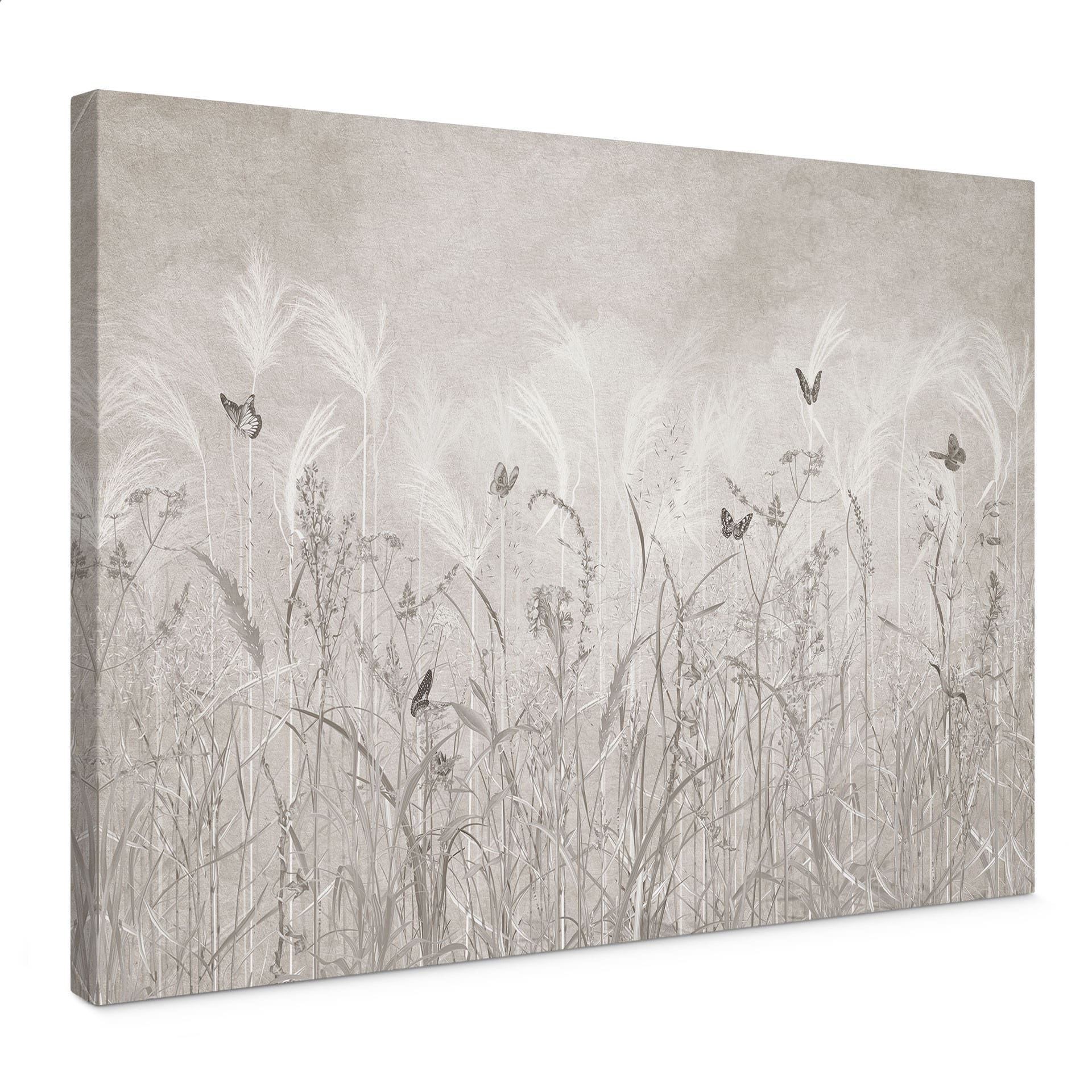Canvas schilderij wilde bloemenweide met vlinders in Scandinavisch design - Ms Tiff
