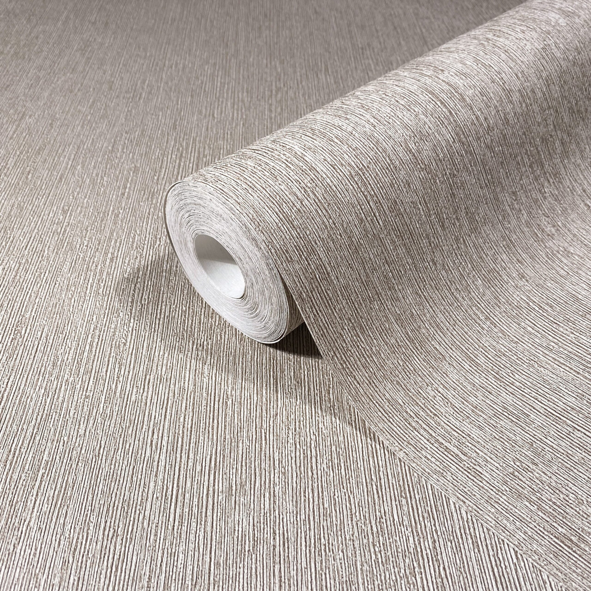 vliesbehang in textiel look met structuur oppervlak grijs, bruine effen