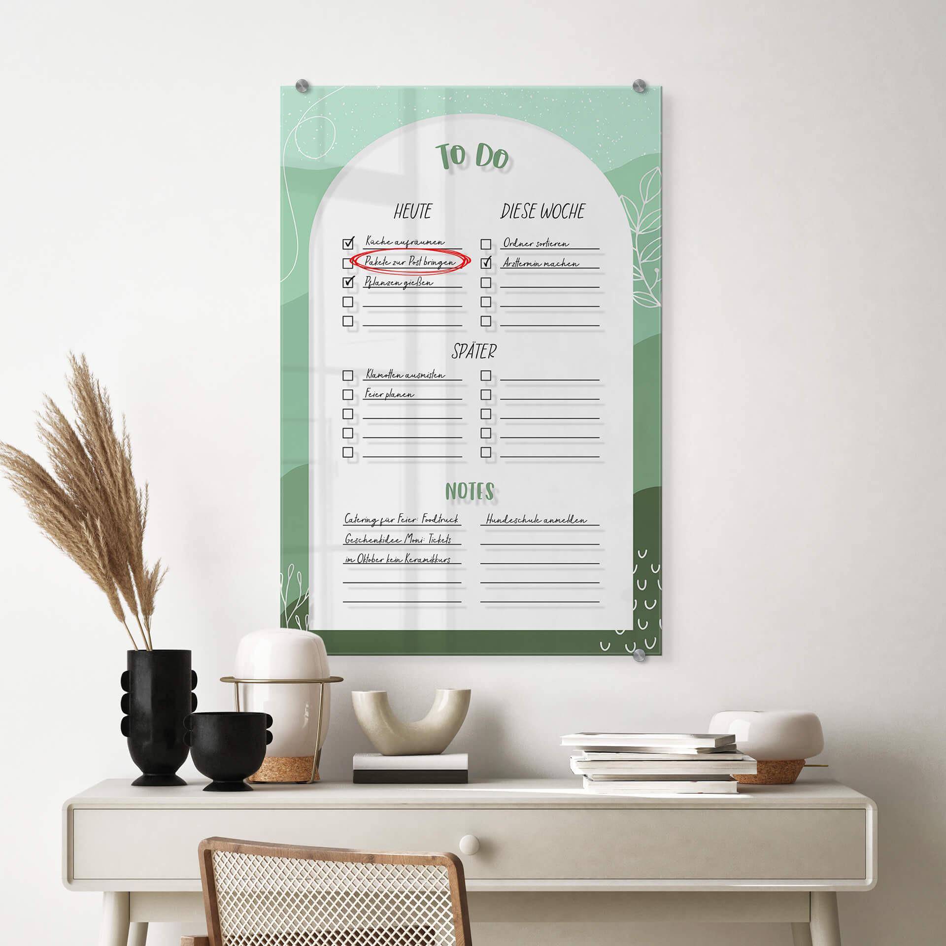 Memoboard Glas/Acryl To Do Liste - transparent