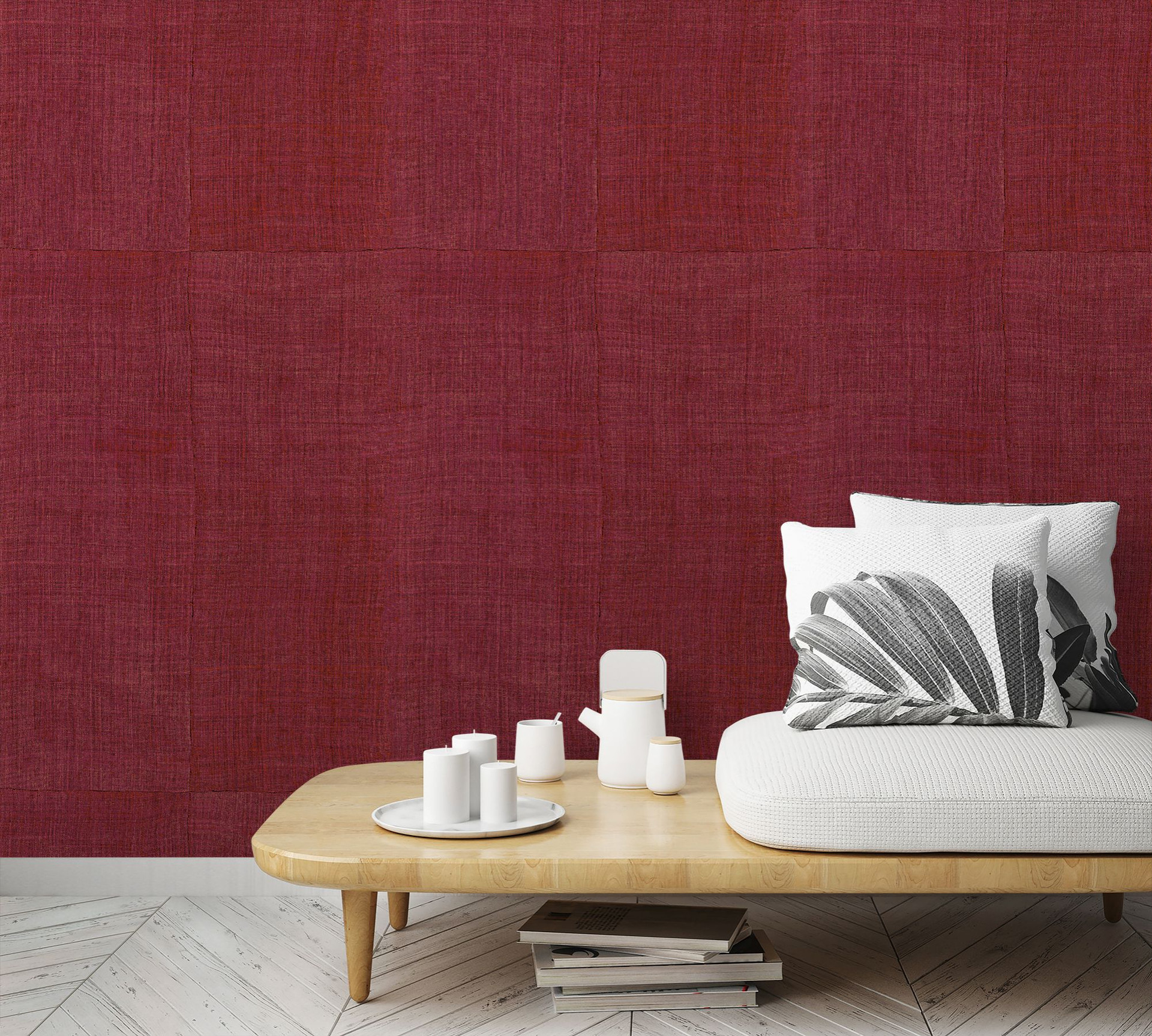 Tegelbehang met geweven effect, rode textuur 2.70 x 2.12 m