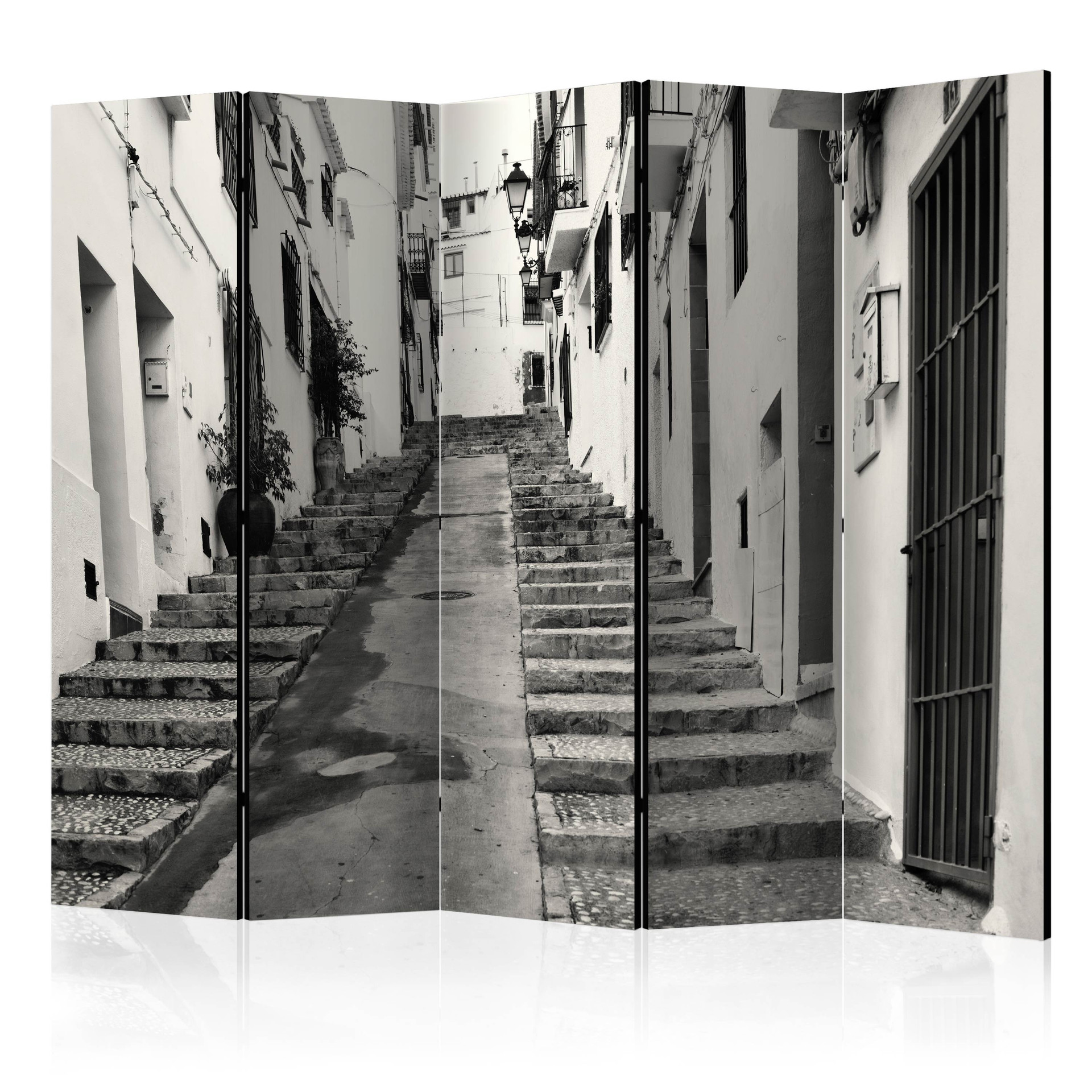 Screen room divider - Gamle bydel i Altea, 5-delt - 225x172 cm