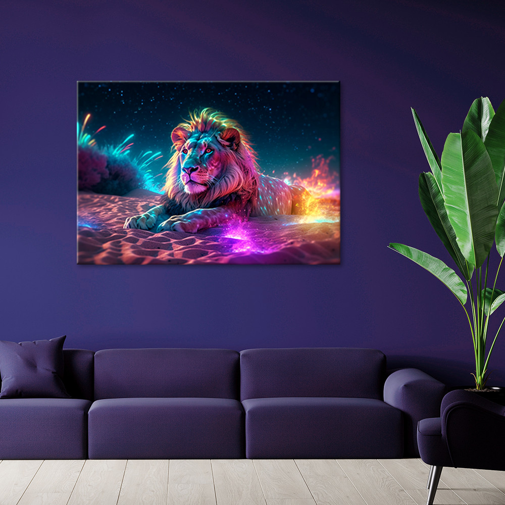 Canvas print neon løve natur abstraktion