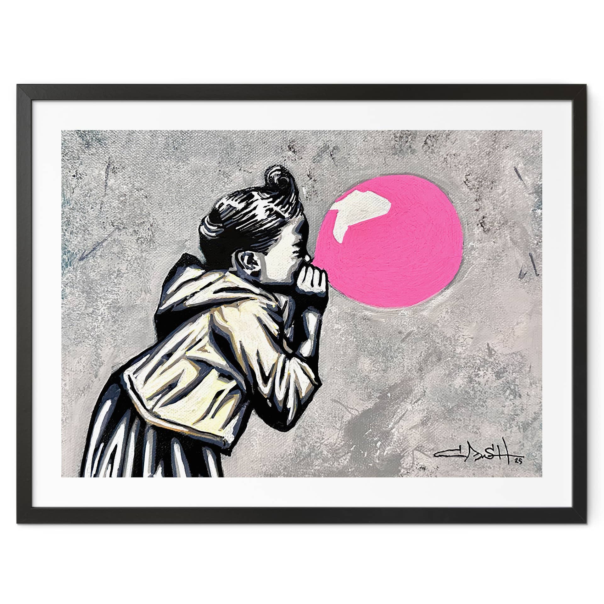 Poster Chewing-gum Rose Street Art - Habib