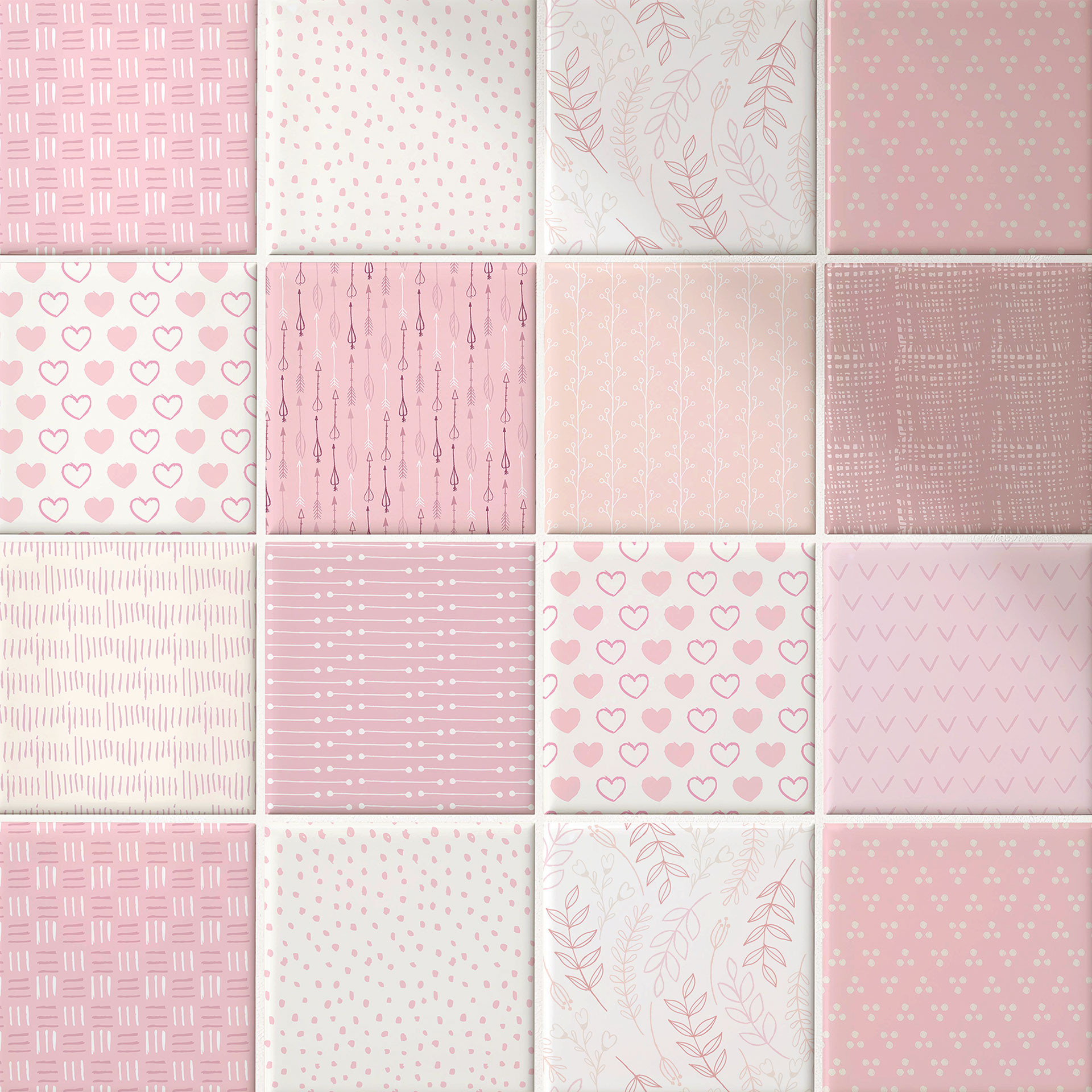 Fliesenaufkleber Mädchentraum in Rosa - 12er Set