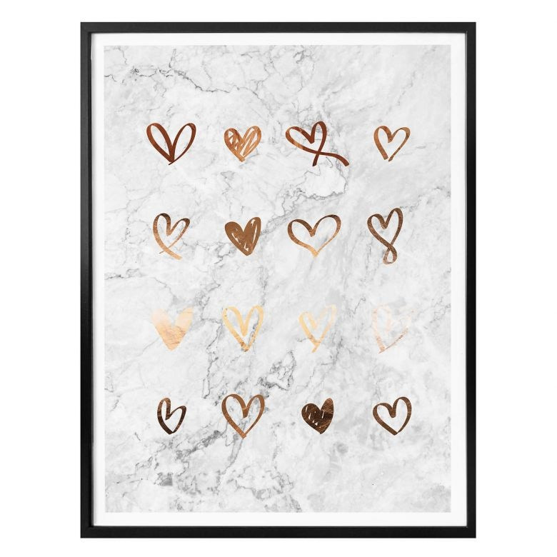 Poster Kupferoptik - Herzen