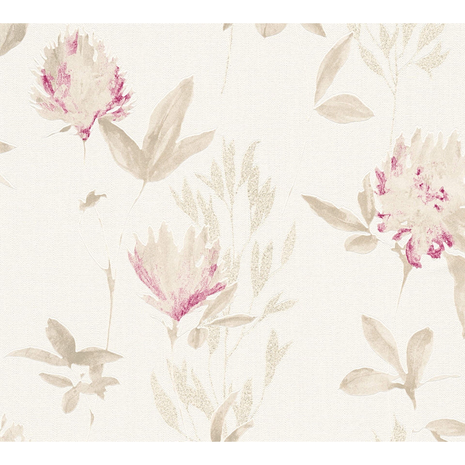 Designdschungel af Laura N. Fleecetapet Blomstertapet, beige, metallic, lilla