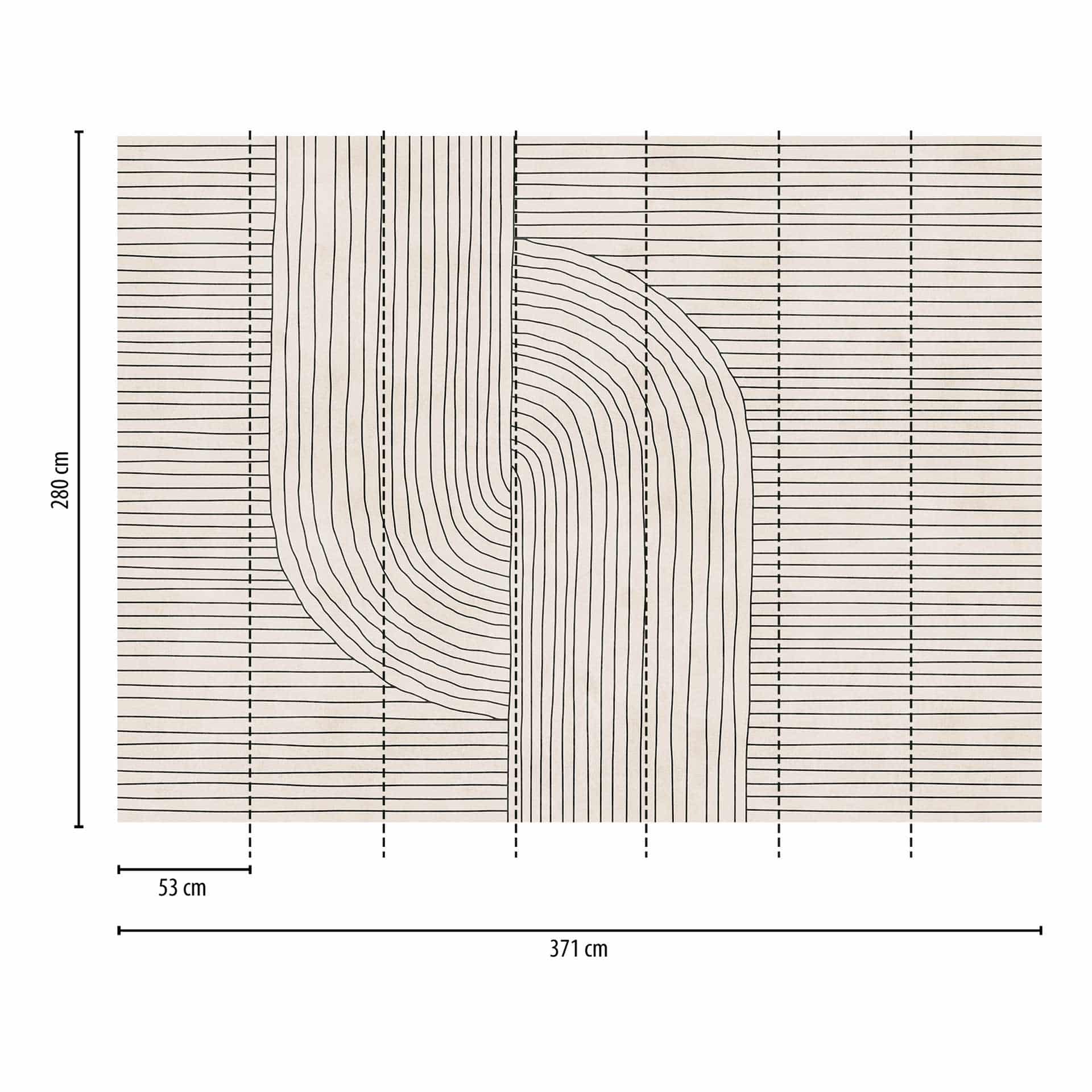 Modern Beige Zwart - vliesbehang met lijnenpatroon voor woonkamer & kantoor