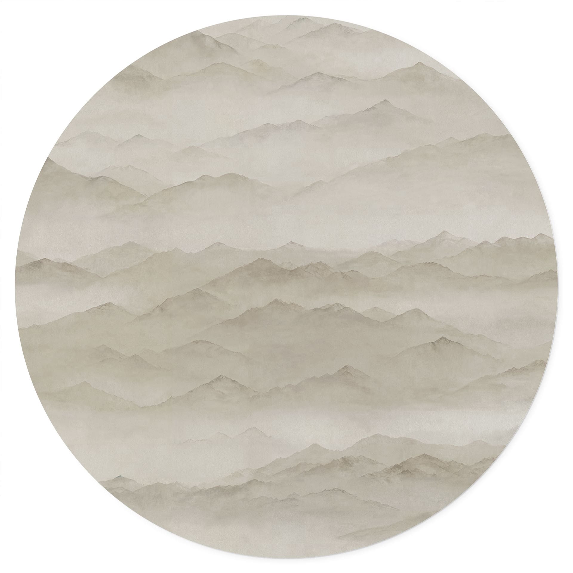 Sticker Mural Roerich Peaks - Paysage Montagneux Beige - Sir Edward x Grigory Gladarev - Rond