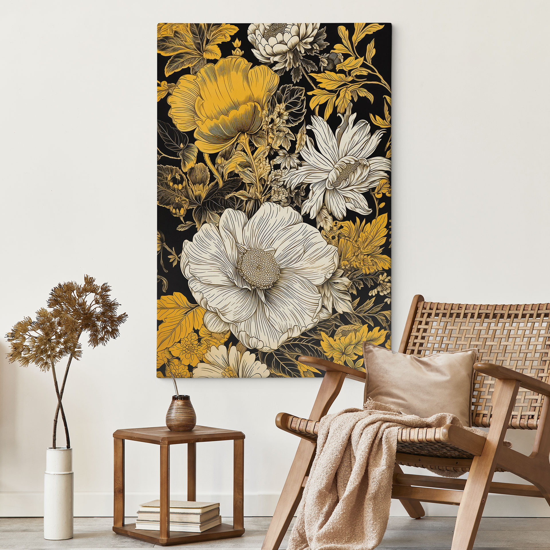 Kwiaty obraz na płótnie - Blossom splendour in ochre - Jaszke