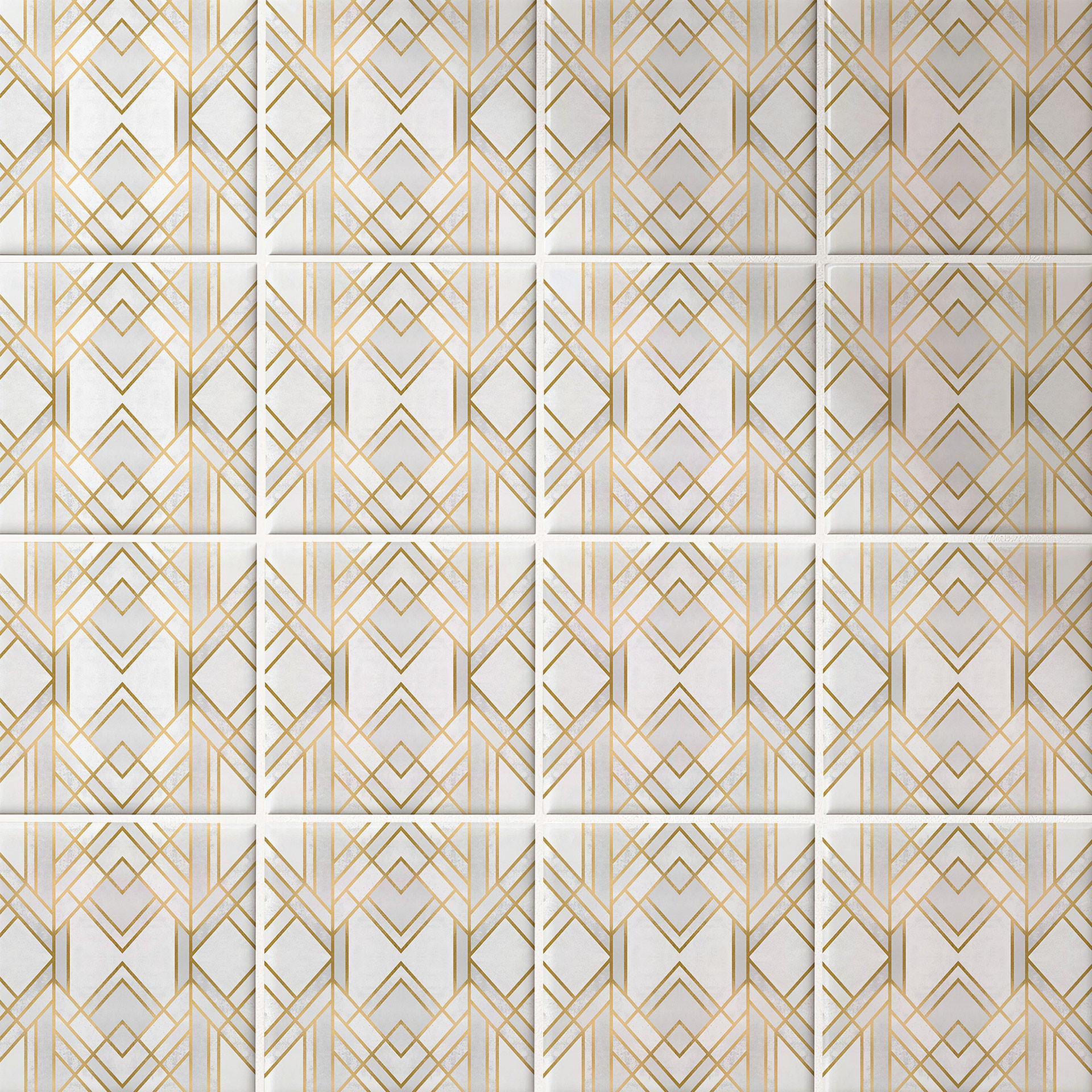 Naklejki na płytki Fredriksson - Art Deco - Złota geometria - Zestaw 12 sztuk