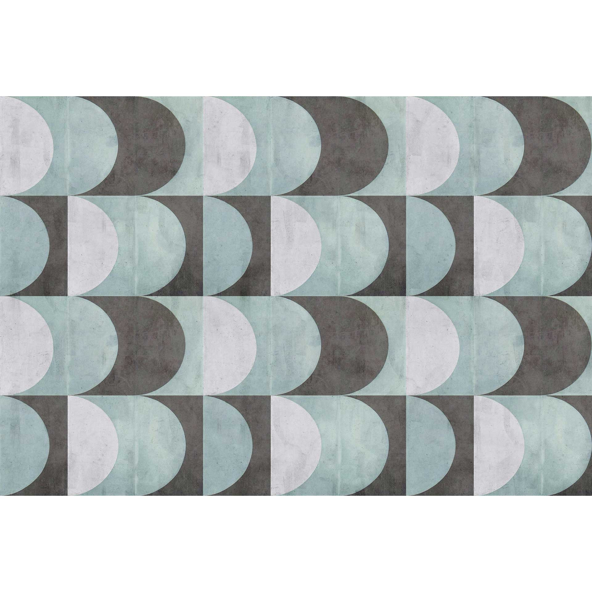 Geometrisch cirkel behang in pastel blauw grijs - vliesbehang modern