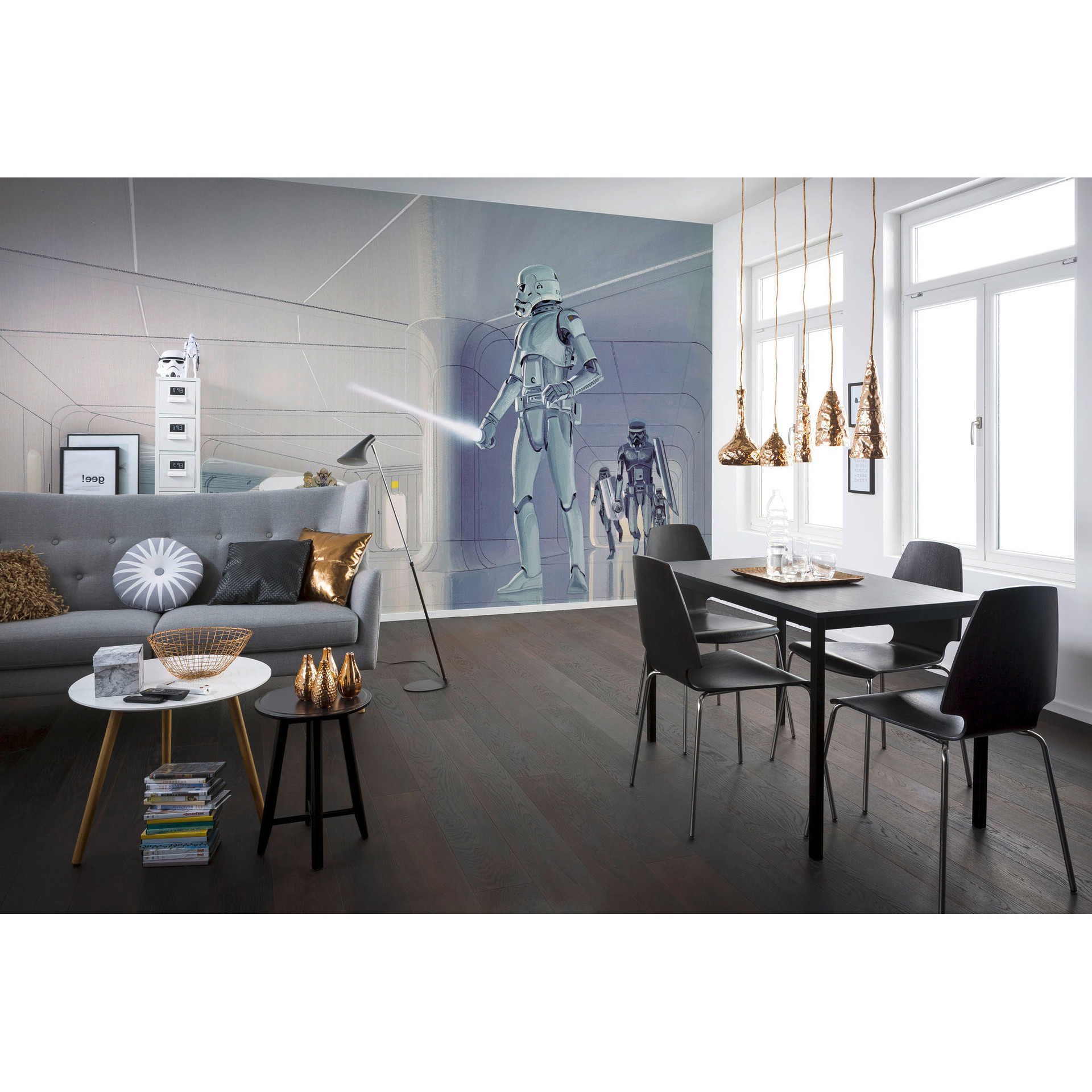 Vlies Fototapete - Star Wars Classic RMQ Stormtrooper Hallway - 500 x 250 cm