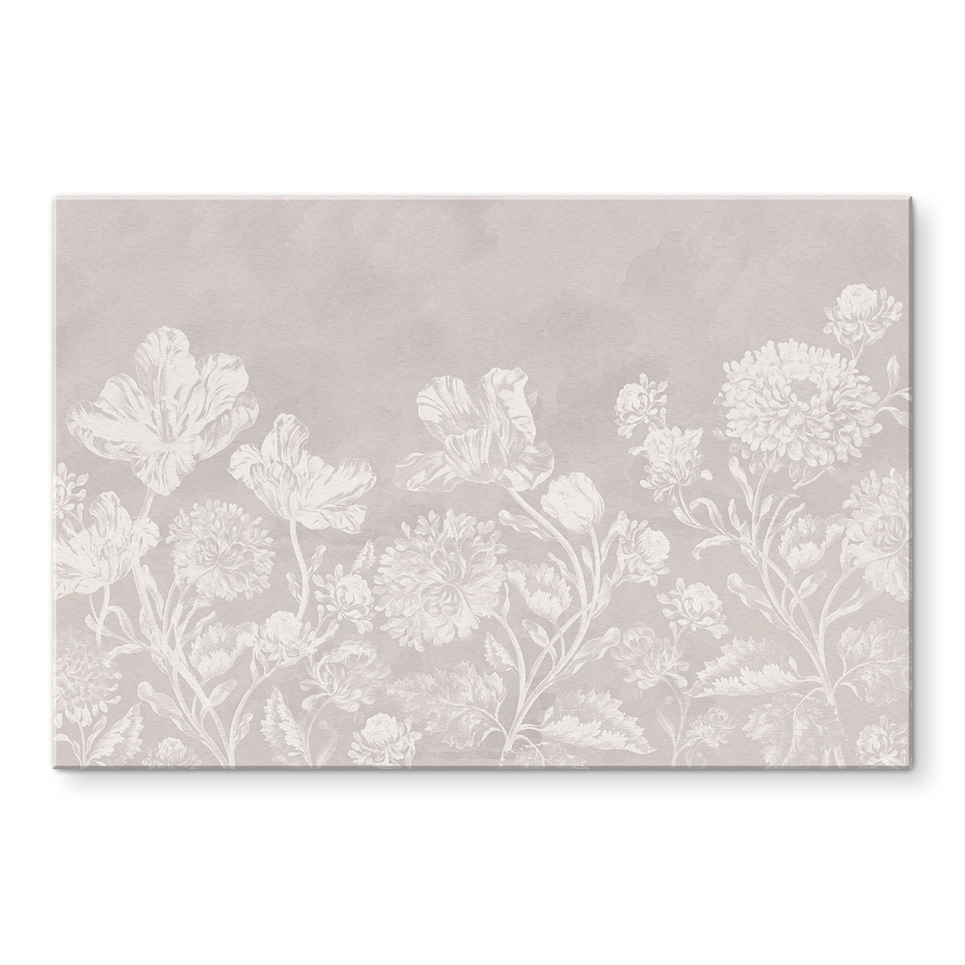 Billede af vilde blomster i kridtlook beige - Bloomery Decor – print på aluminium (Alu-Dibond)