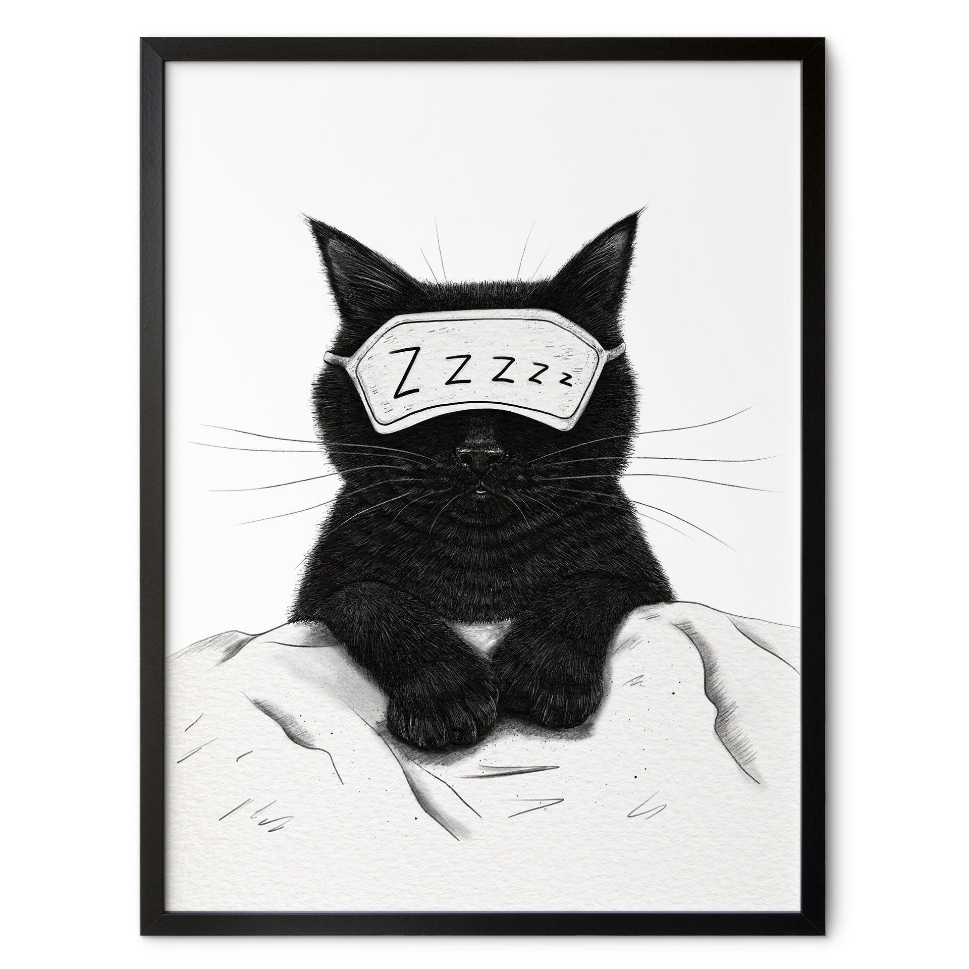 Poster Chat noir avec masque de nuit - Korenkova