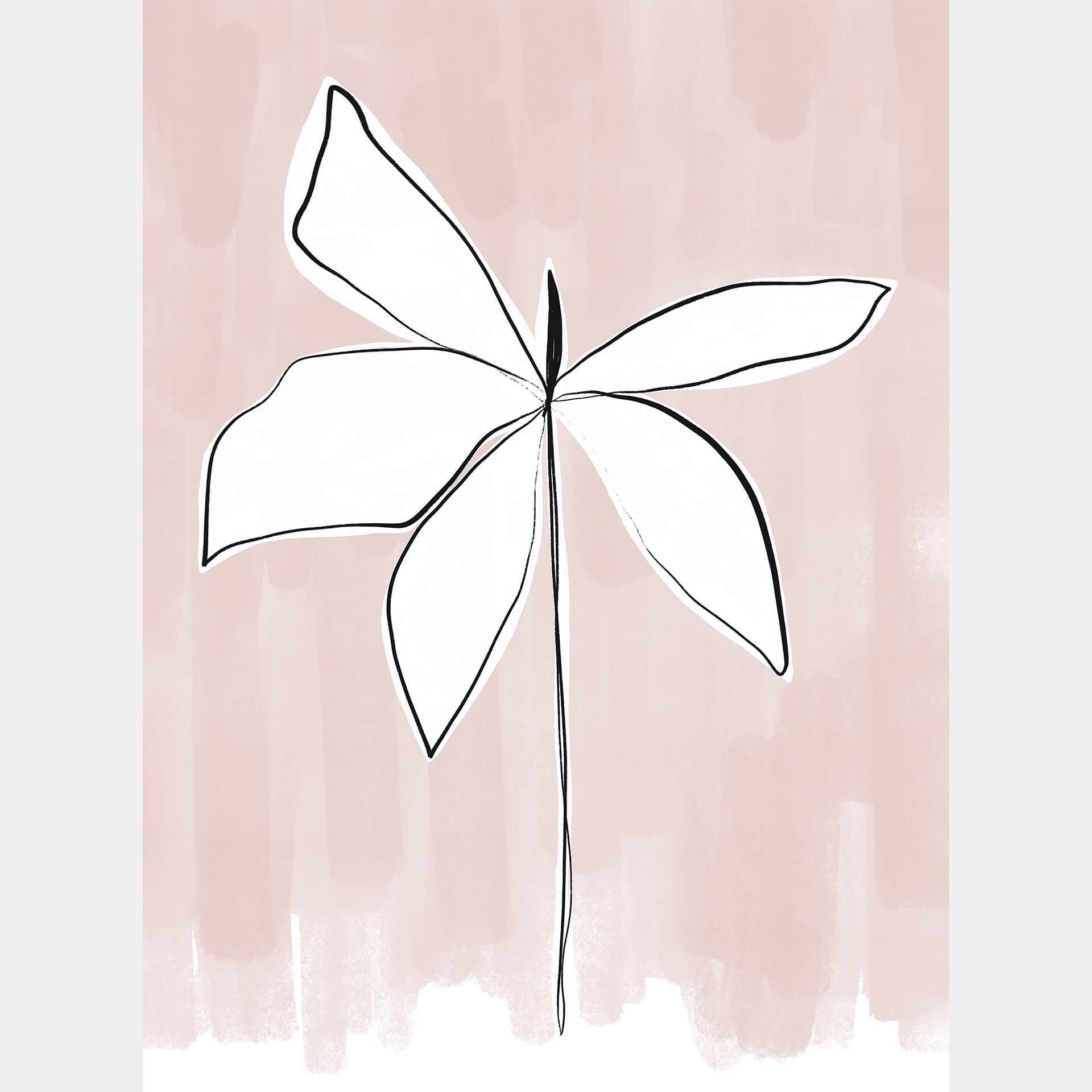 Fotobehang Uplusmestudio - Line Art Flower - Abstracte Bloem
