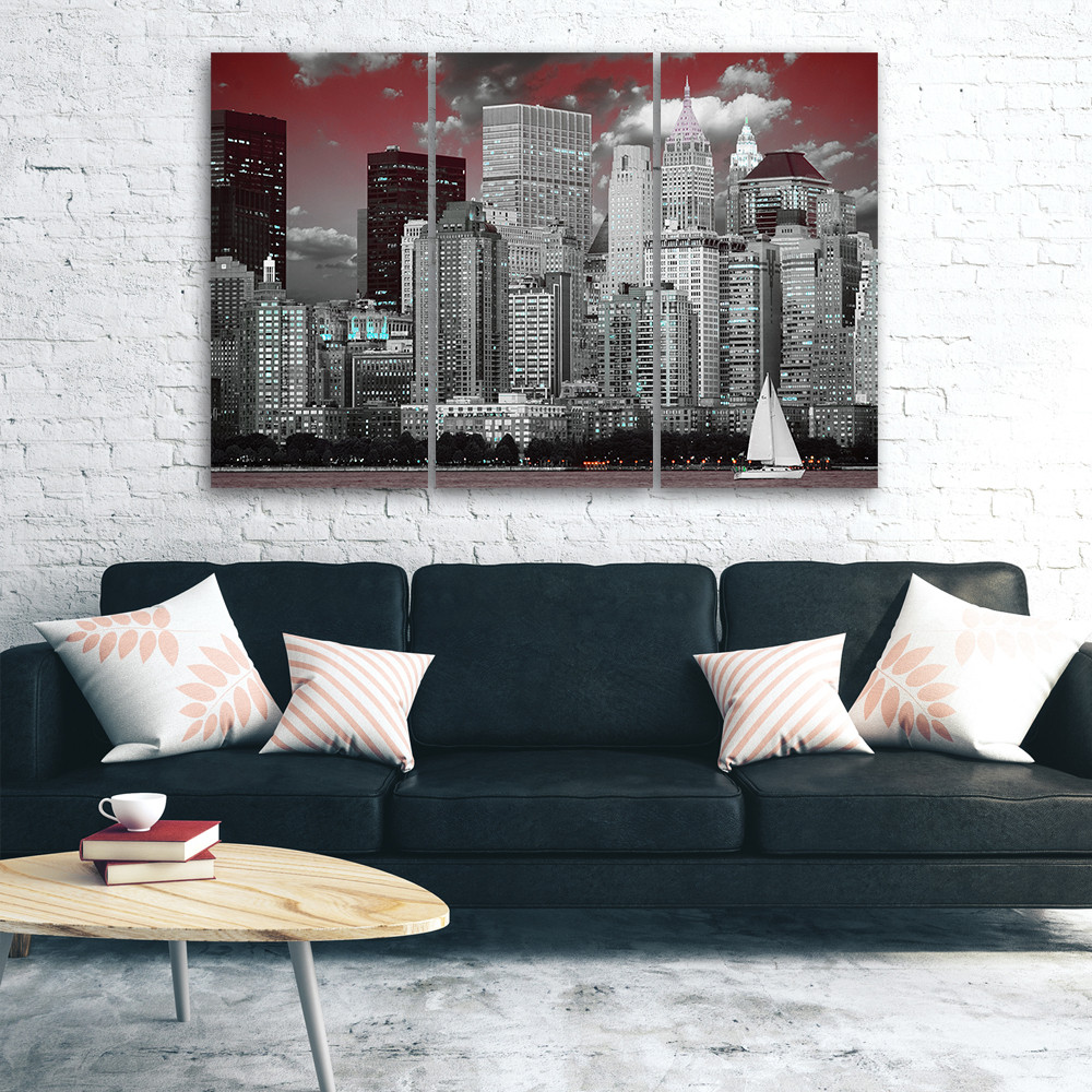 3 stykke lærredstryk, New York Skyline skyskrabere