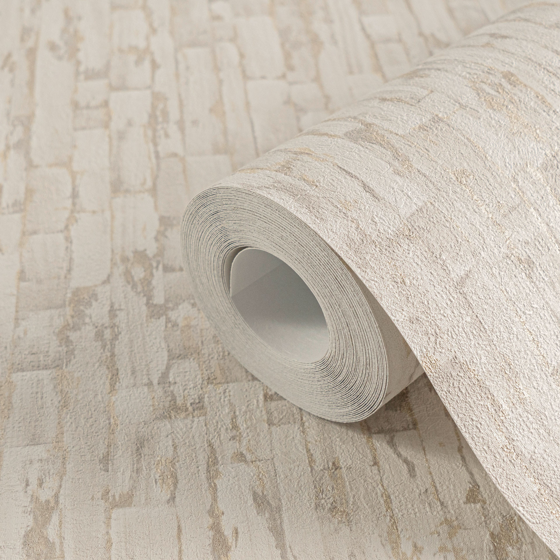 Verticaal structuurbehang crème beige - Vliesbehang met 3D-effect