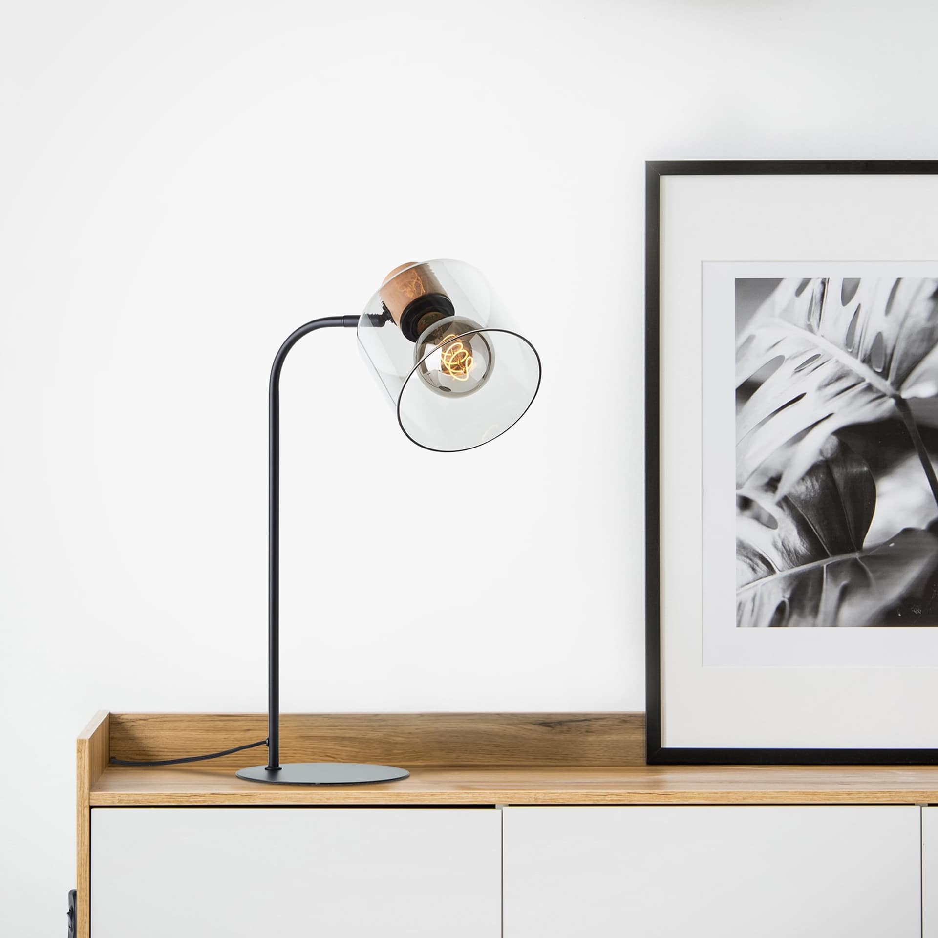 Tischleuchte Tim, braun, 50 x 18 cm, Glas Moderne tischlampe