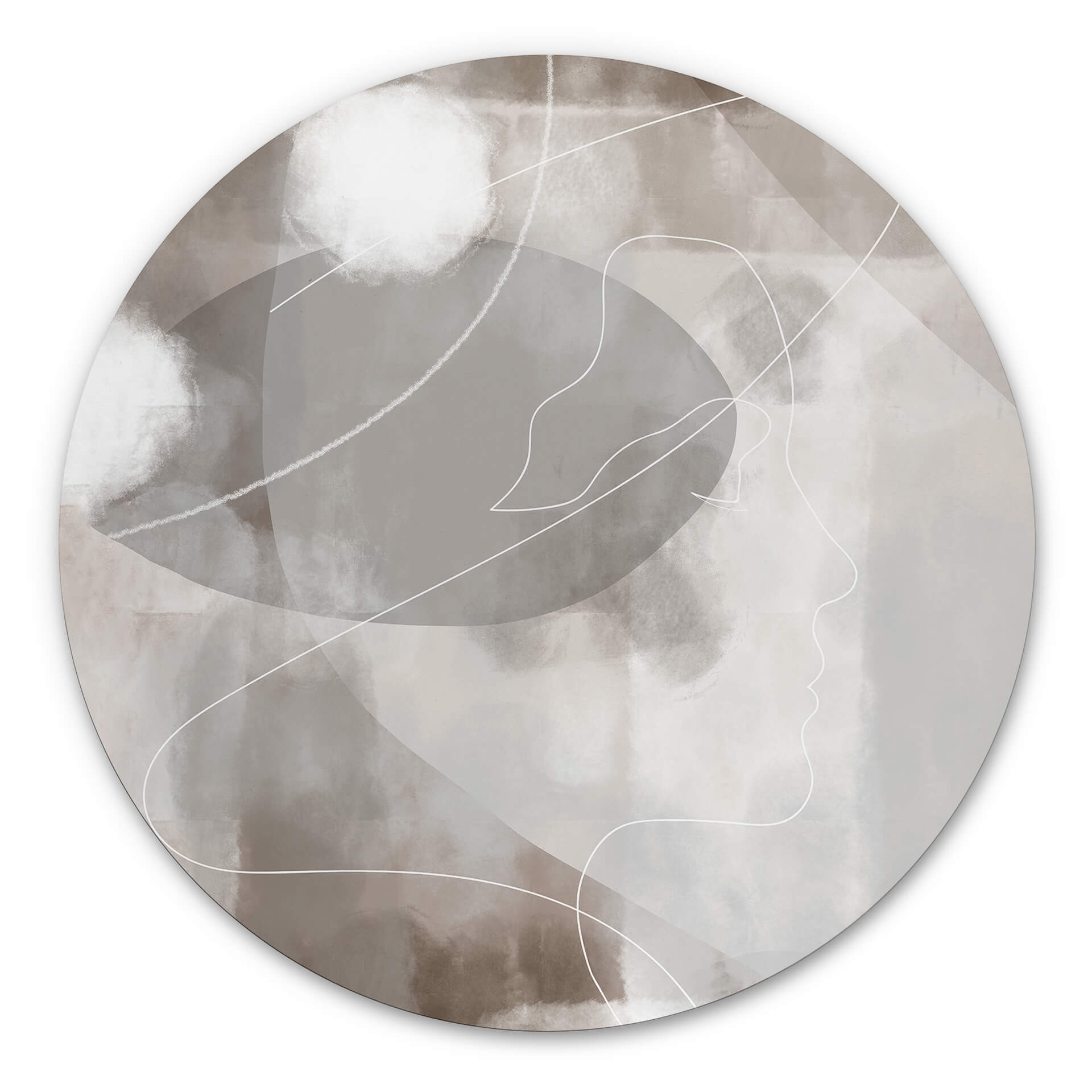 Wandbild 1X Studio - Line Art Frauen Portrait - Alu-Dibond Rund