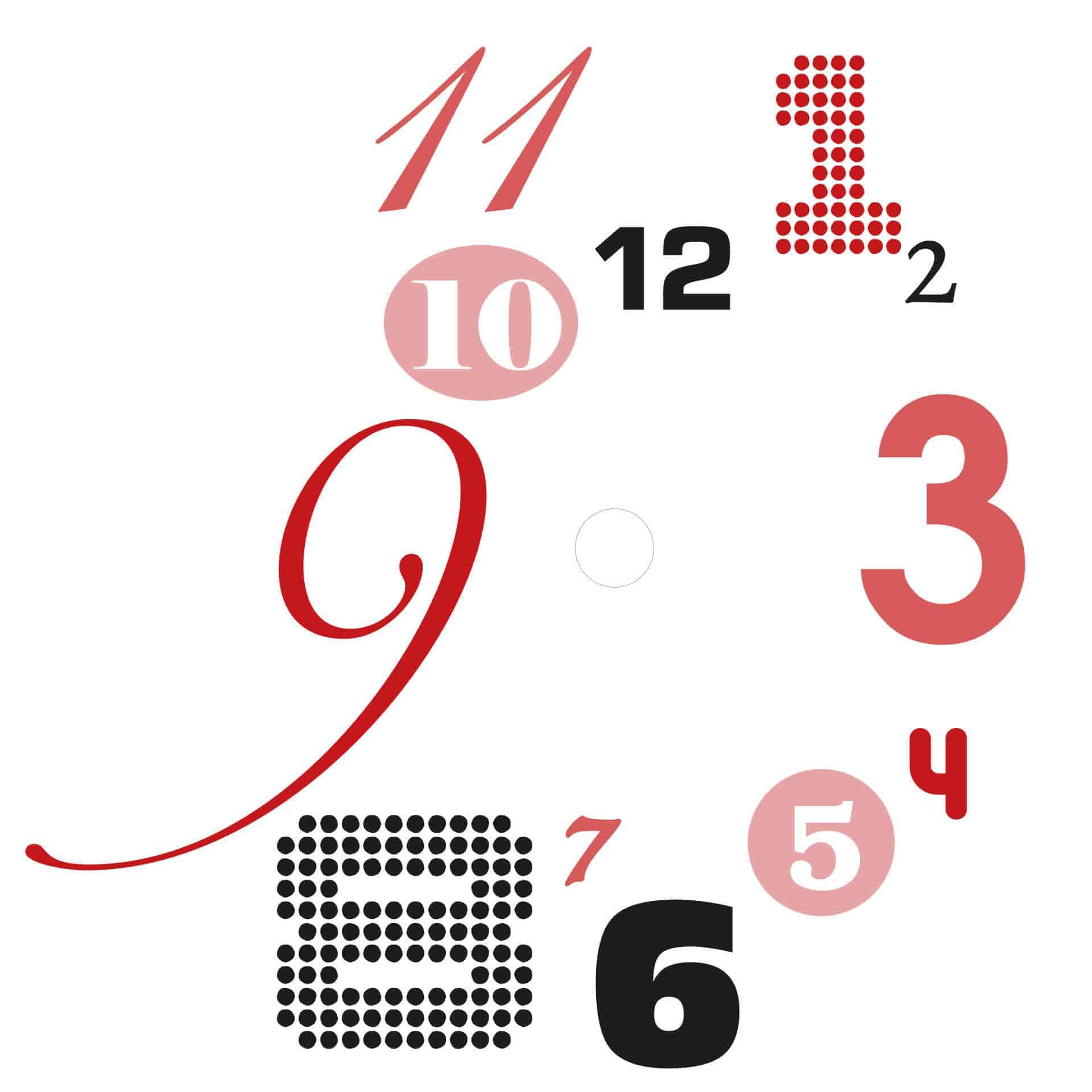Sticker mural - Horloge changing typography