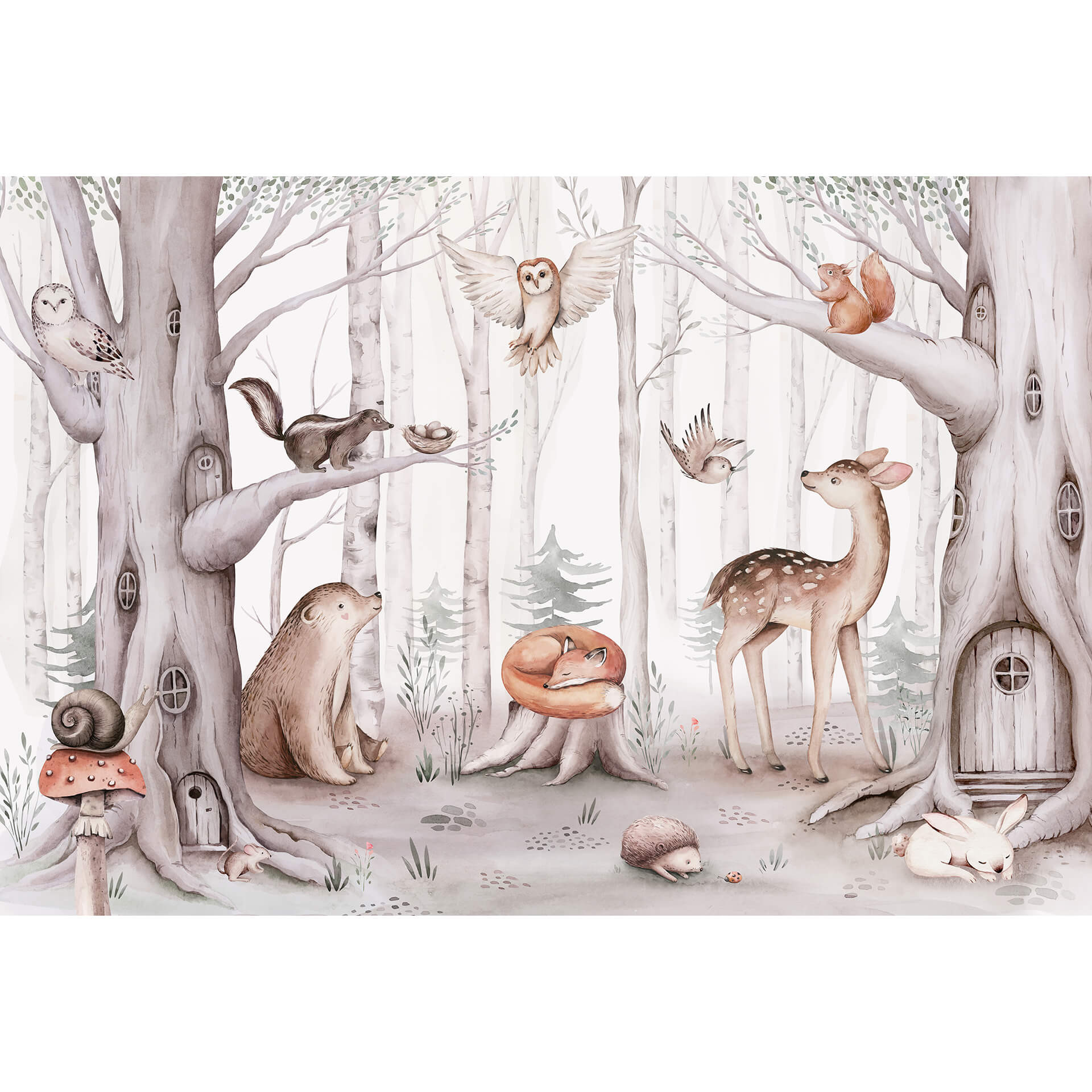 Fotobehang Kvilis - Dieren in het Bos