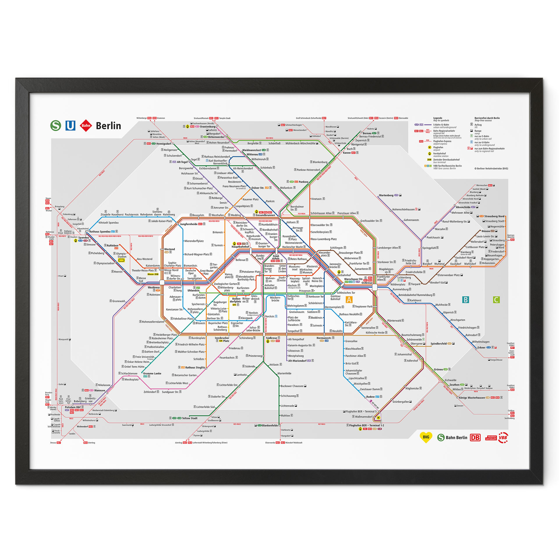 Plakat BVG Berlin - Mapa sieci Berlin