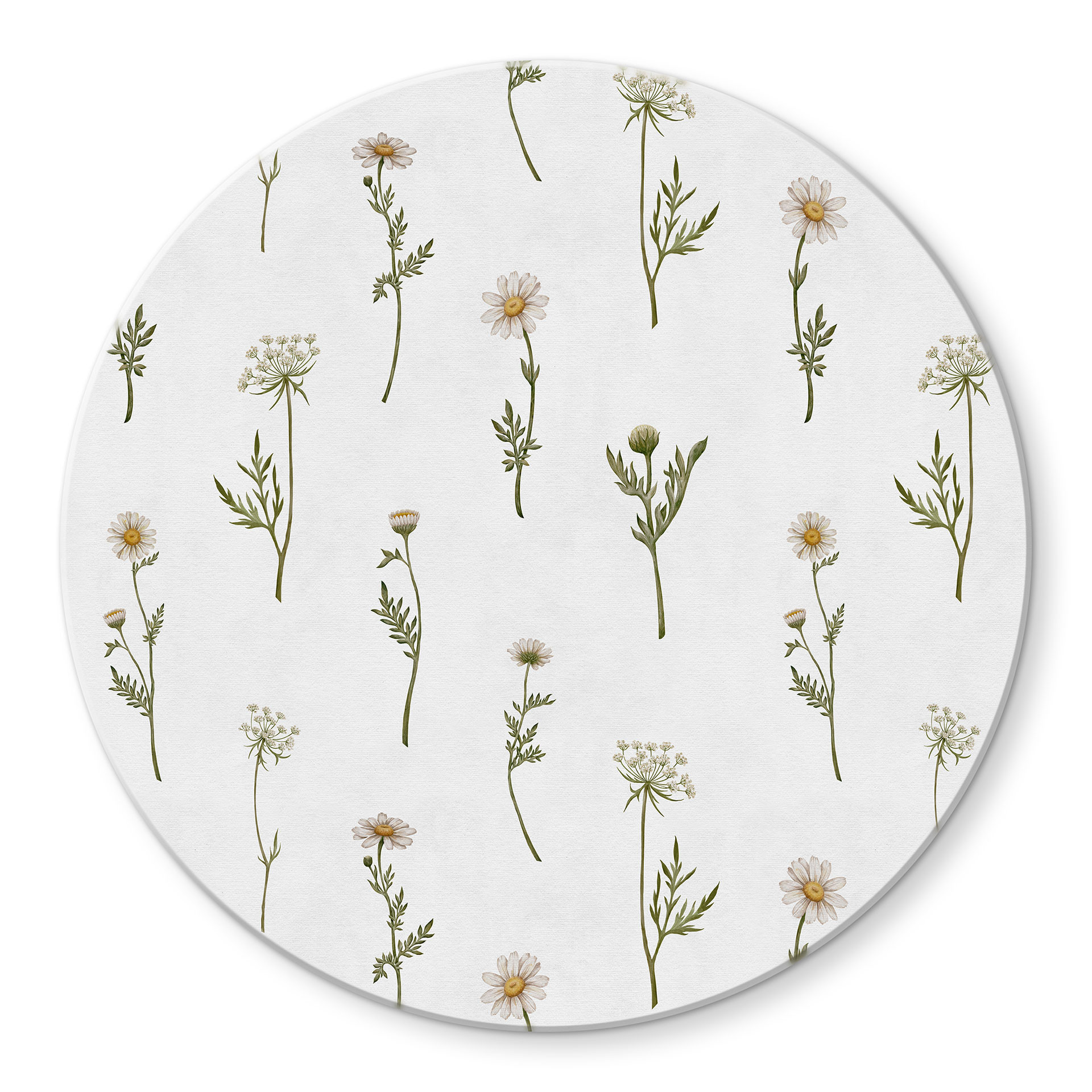 Glasbillede - Engromantik med markblomster - Kikki Belle - Rund