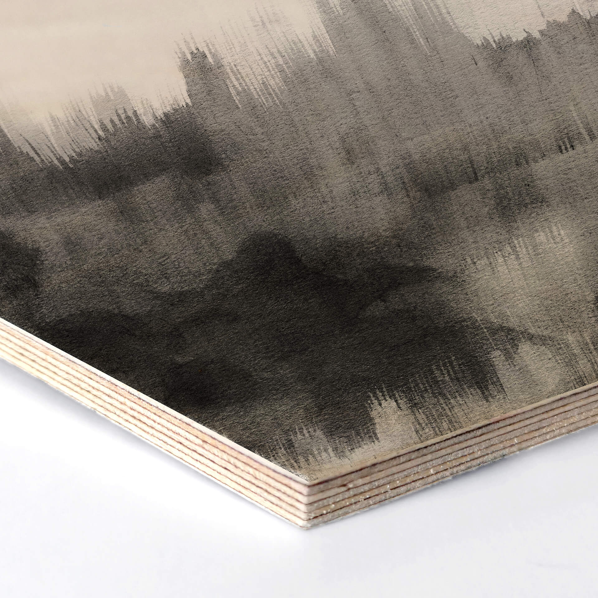Hexagone - Placage bois de bouleau - Nouveauprints - Coups de pinceau d'aquarelle (noir)