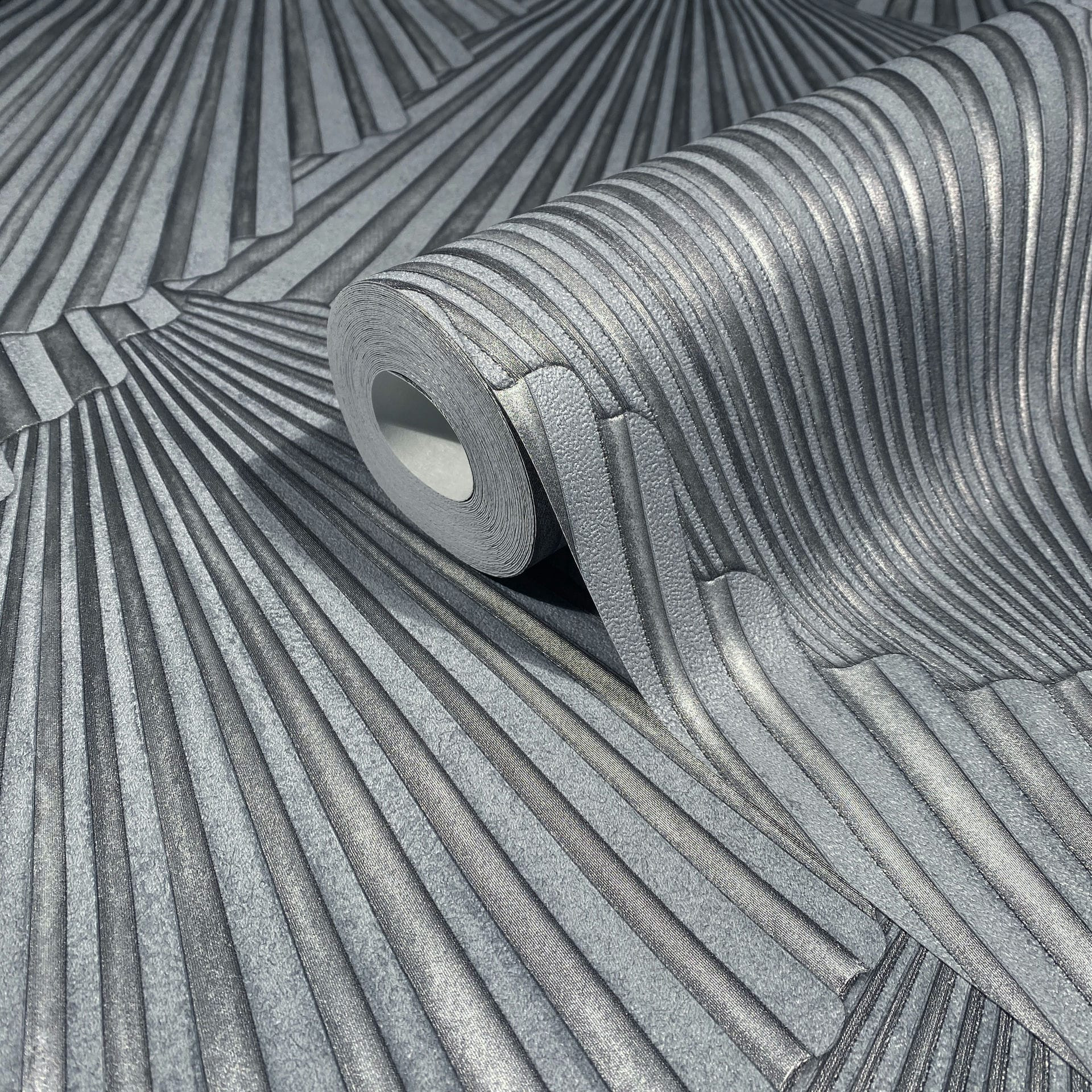 Vliesbehang 3D look, strepen grafisch geometrisch in grijs - Papis Loveday