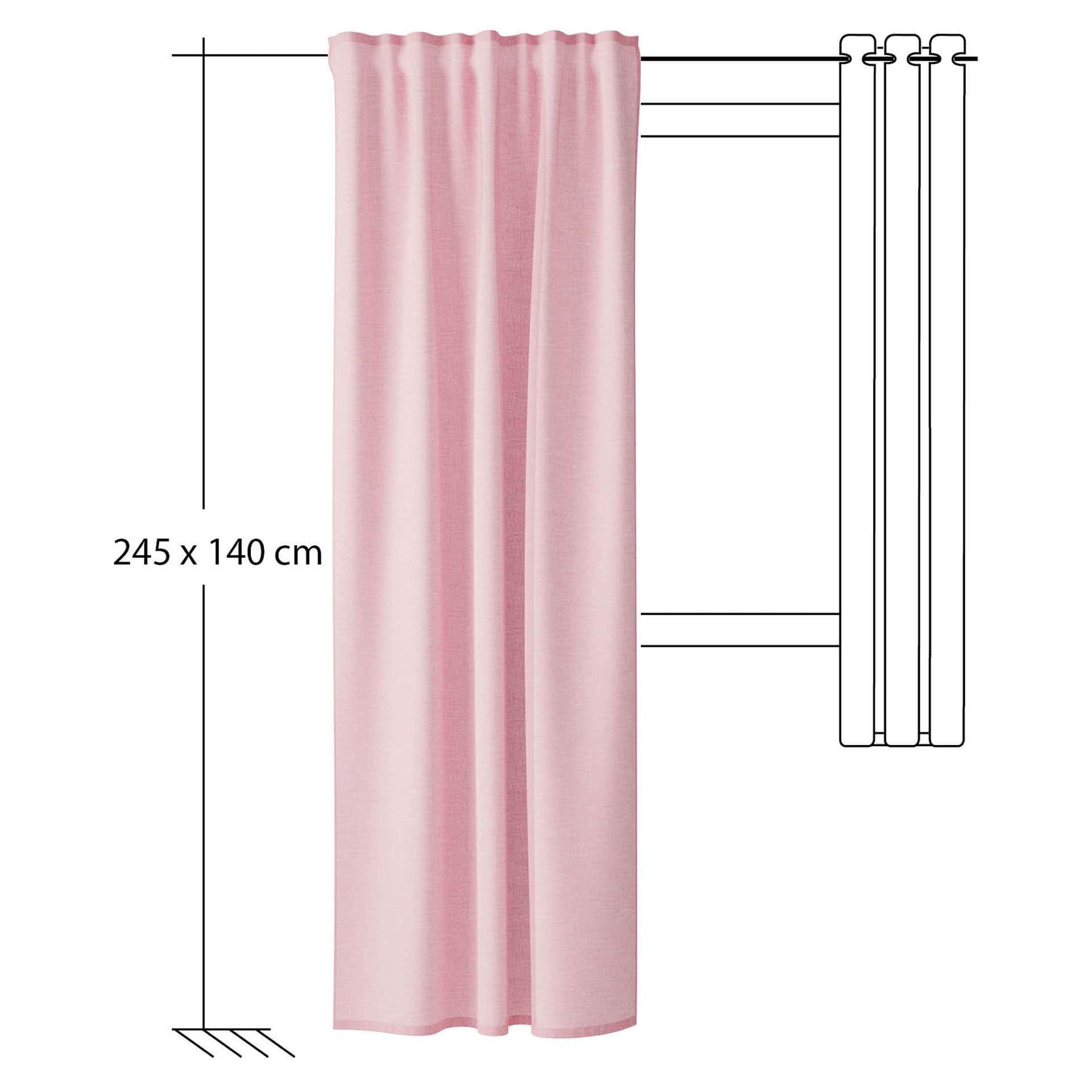 Homing Fertigschal mit verdeckten Schlaufen Oskar rose -  2,45 x 1,4 m